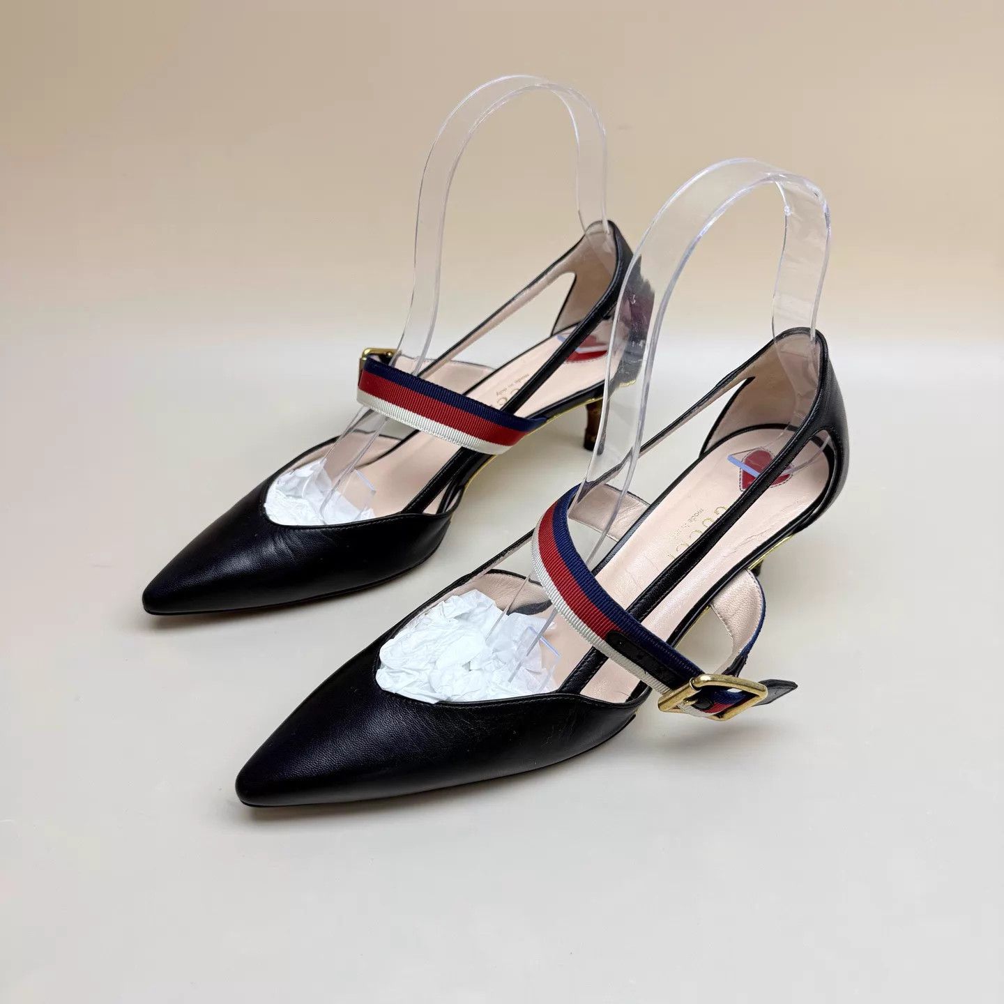 Gucci GUCCI Women's Black Gold Bamboo Kitten Heel 36 Size US 5.5 / IT 35.5 - 1 Thumbnail