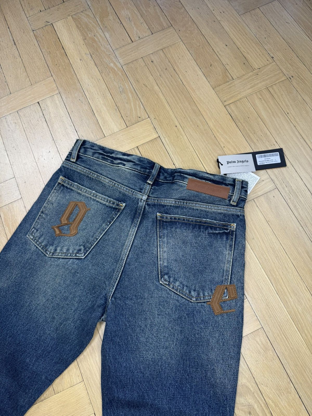 Palm Angels Patched Letters Jeans in Gray, Men's (Size 30) — image 6 of 6