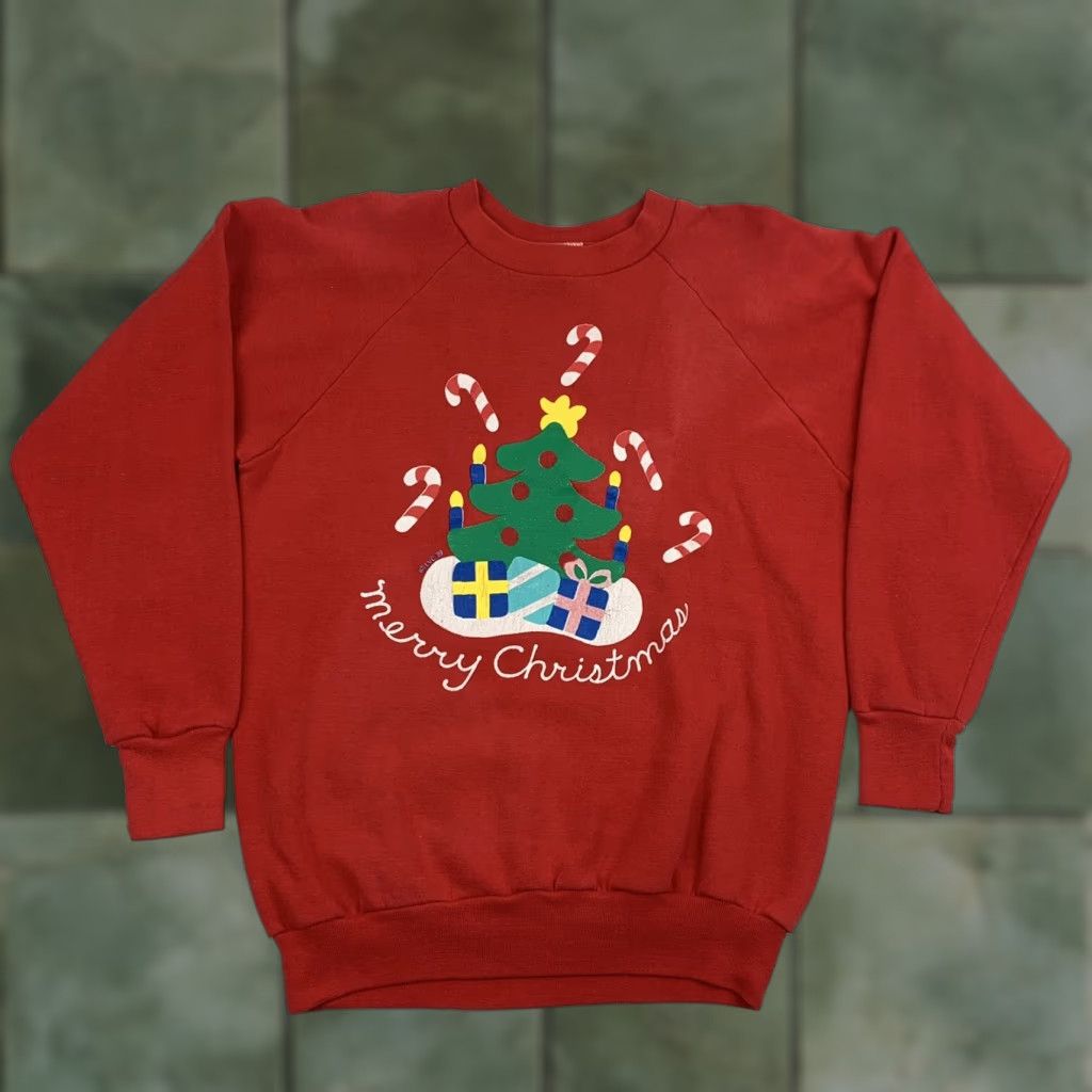 Vintage VINTAGE Healthknit Sweatshirt Men Red Christmas 80s 1989 Crewneck Large L Holiday Size US L / EU 52-54 / 3 - 1 Thumbnail