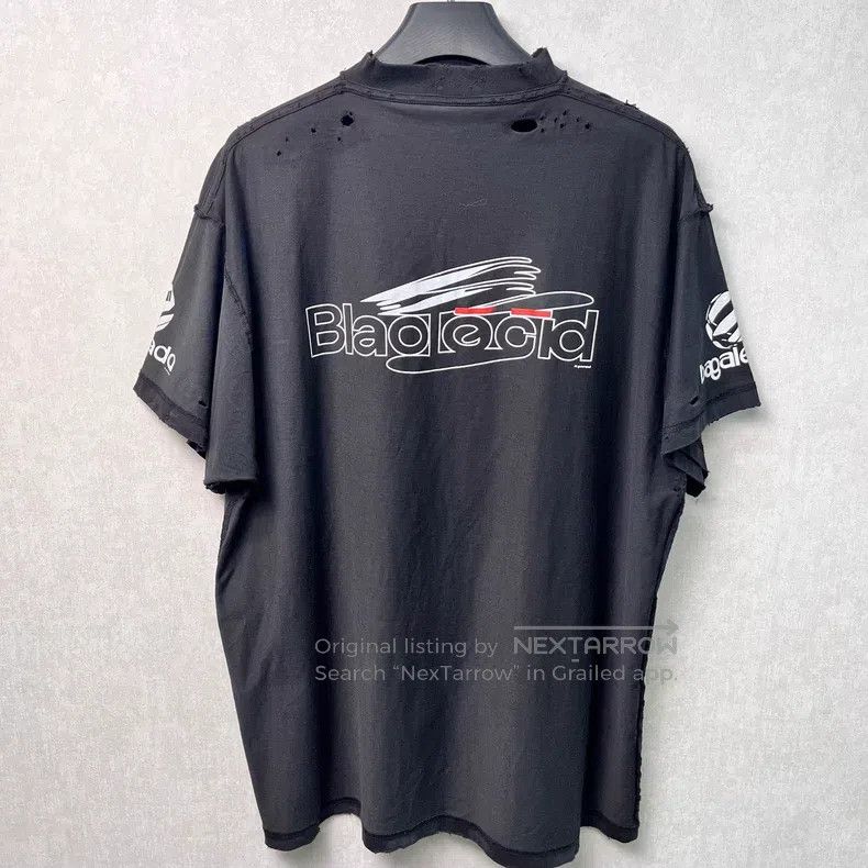 Balenciaga Balenciaga Ripped Style Black Logo Short Sleeve Size US M / EU 48-50 / 2 - 2 Thumbnail