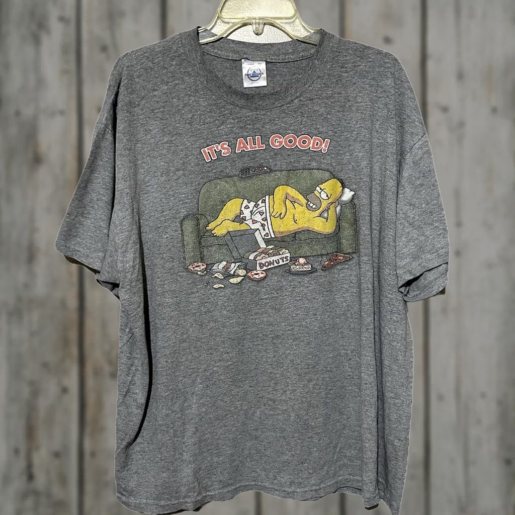 Delta VINTAGE Delta The Simpsons Homer Simpson Cartoon T-Shirt XL Men's Gray 2000s Y2K Shirt Size US XL / EU 56 / 4 - 1 Thumbnail