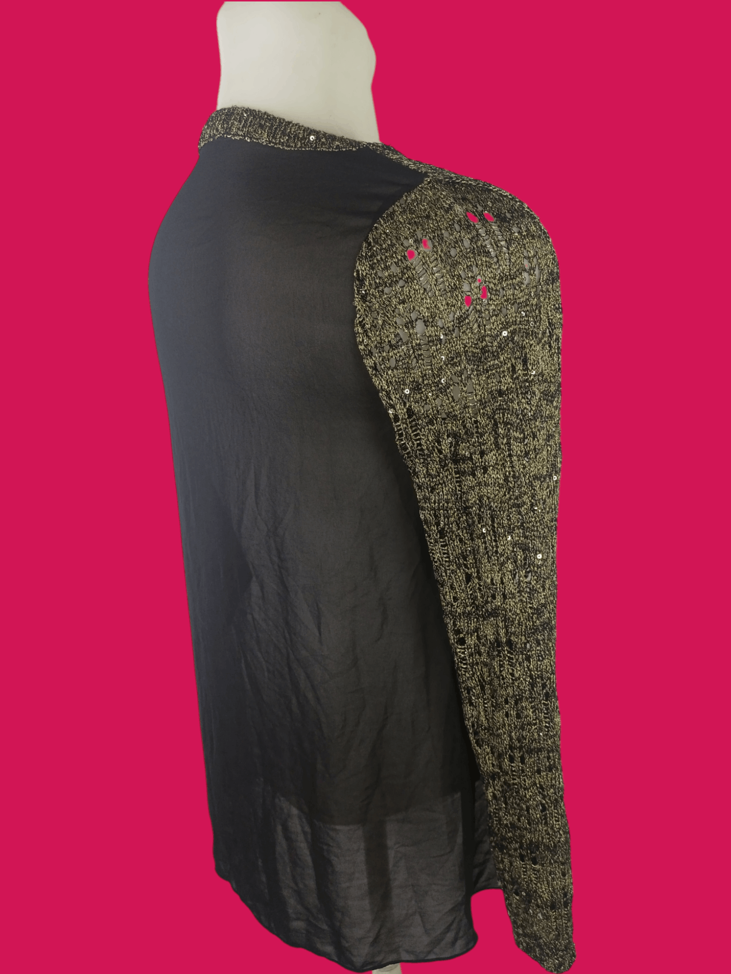 If Six Was Nine × Japanese Brand BESTI BELLI Milan Black Gold Sequin Distressed Knit Size US M / EU 48-50 / 2 - 4 Thumbnail