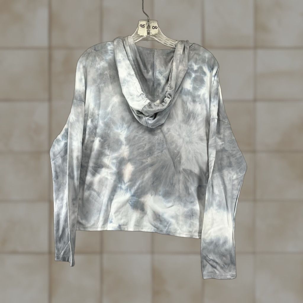 Kyodan Kyodan Women's Hoodie Medium Blue Gray Tie Dye Pullover Lightweight Stretch Hooded Geometric Activewear Casual Travel Size M / US 6-8 / IT 42-44 - 1 Thumbnail