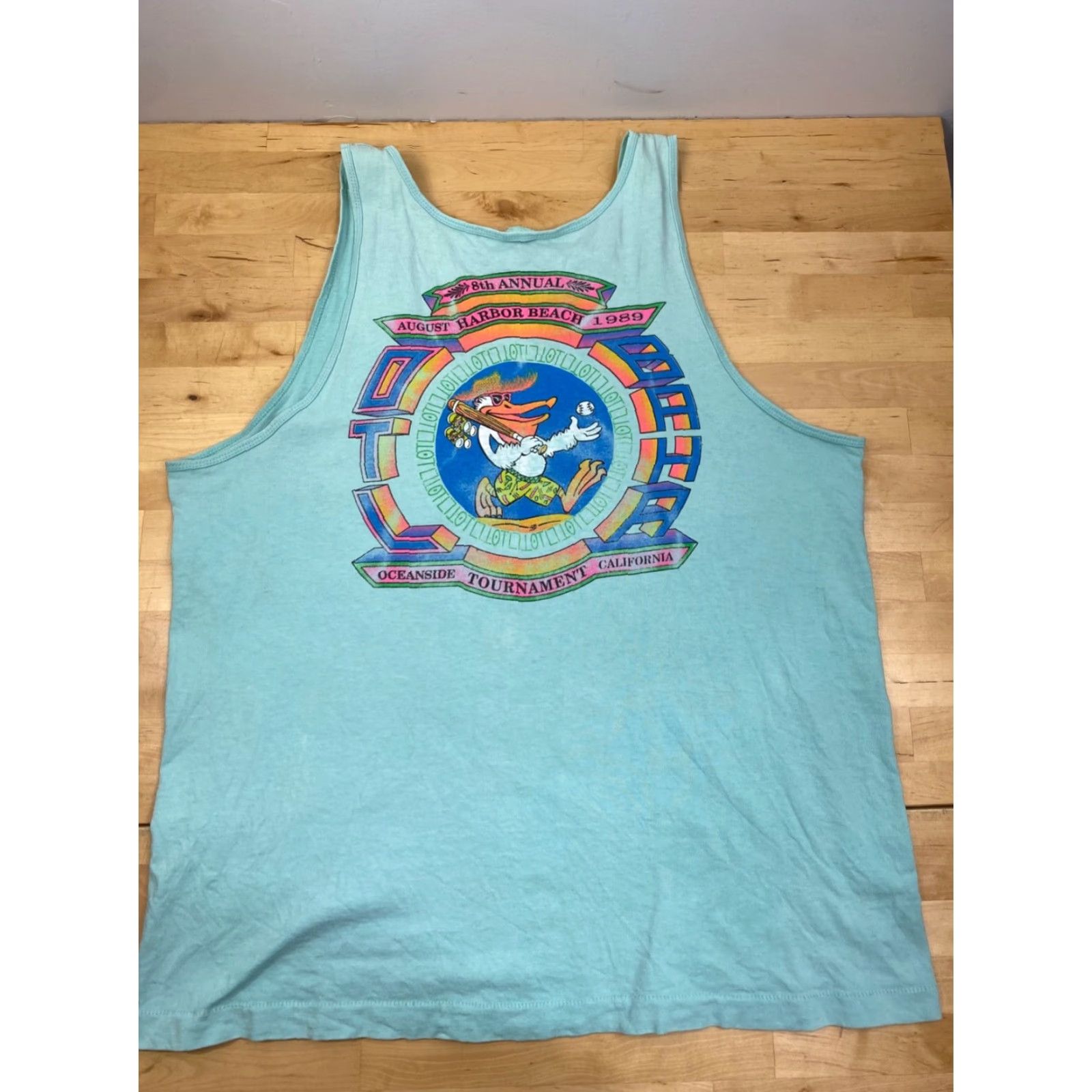 AQUA Vtg 80s 90s San Diego Baseball Tournment Tank Top L Aqua Blue Casual Beach #7344 Size US L / EU 52-54 / 3 - 5 Thumbnail