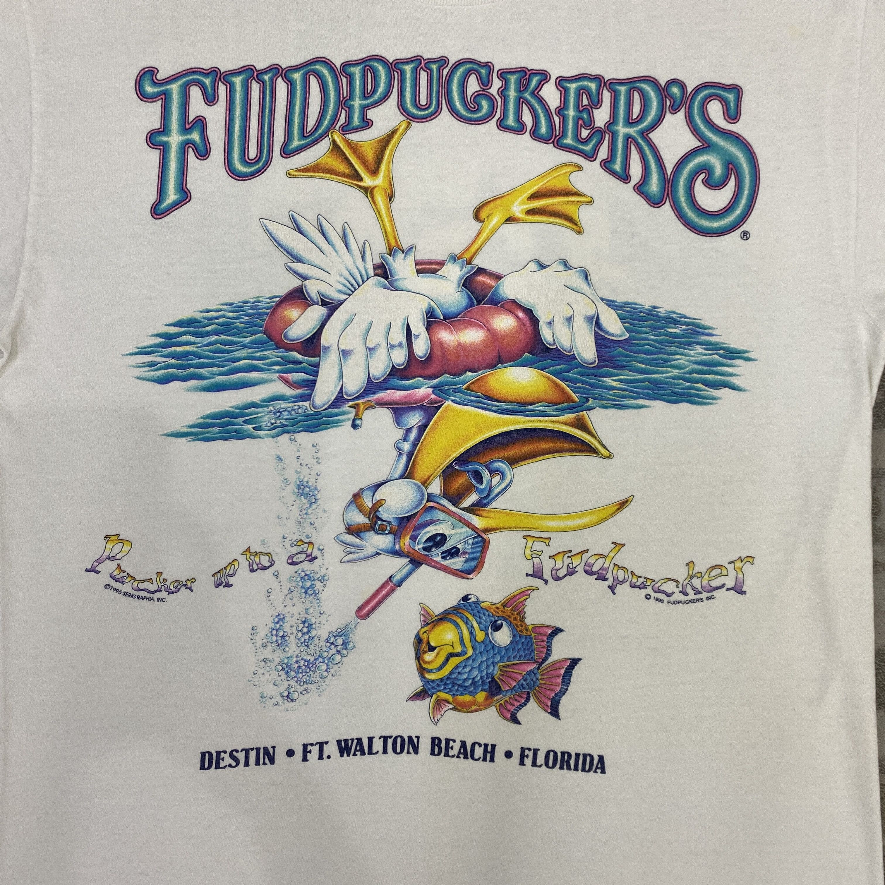 Hanes Vintage 90s Fudpuckers Walton Beach Florida T-Shirt - K078 Size US M / EU 48-50 / 2 - 6 Thumbnail