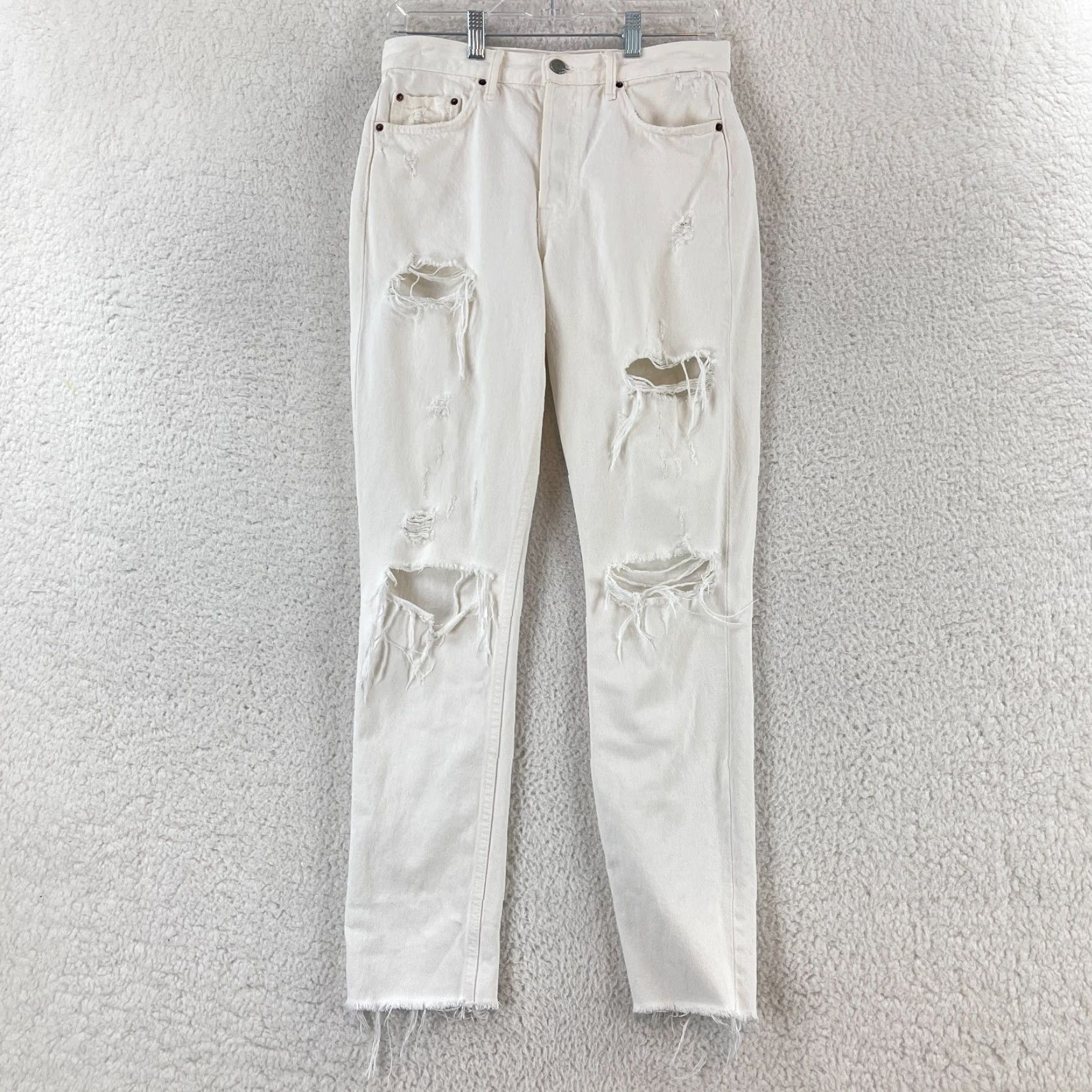 GRLFRND GRLFRND Jeans Womens Size 27 White Denim Skinny Distressed Mid-Rise Casual Pants Womens Size 27" / US 4 / IT 40 - 2 Thumbnail