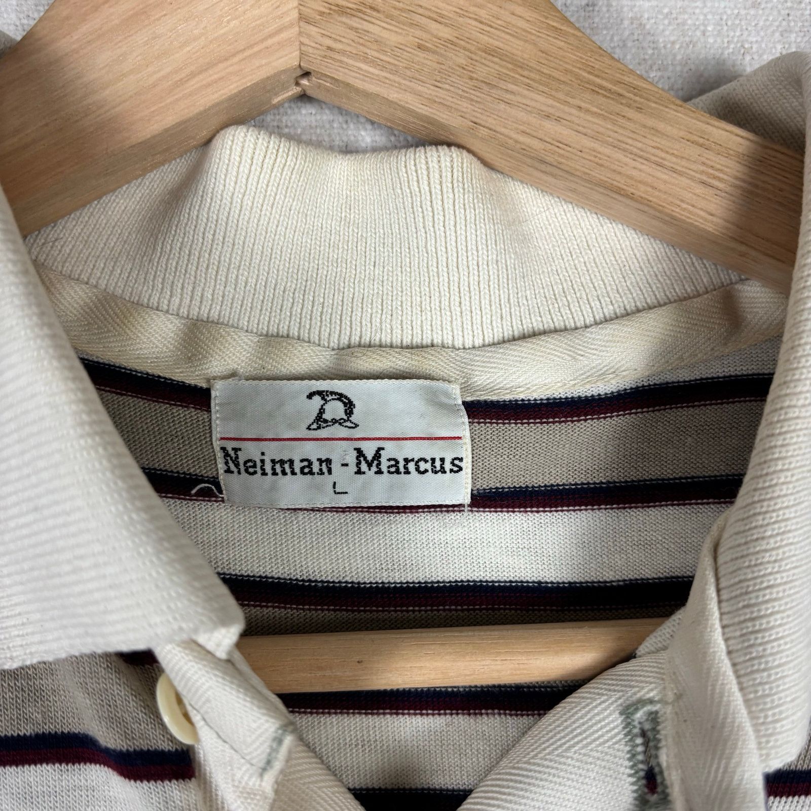 Neiman Marcus Vintage Neiman Marcus Striped Polo Golf Large Shirt Size US L / EU 52-54 / 3 - 3 Thumbnail