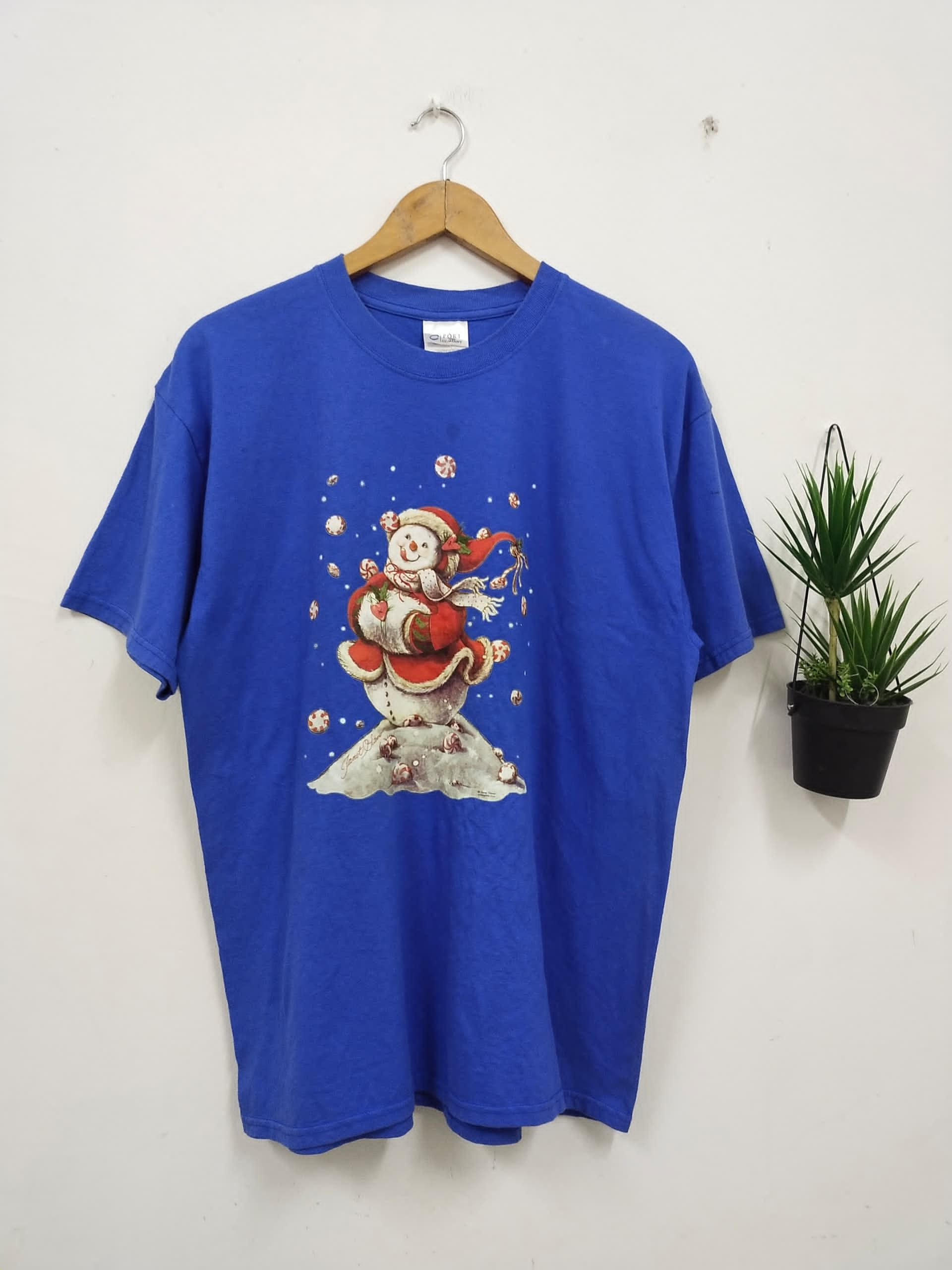 Vintage Vintage 90s Art Janet Stever Merry Christmas graphic t shirt Size US L / EU 52-54 / 3 - 1 Thumbnail