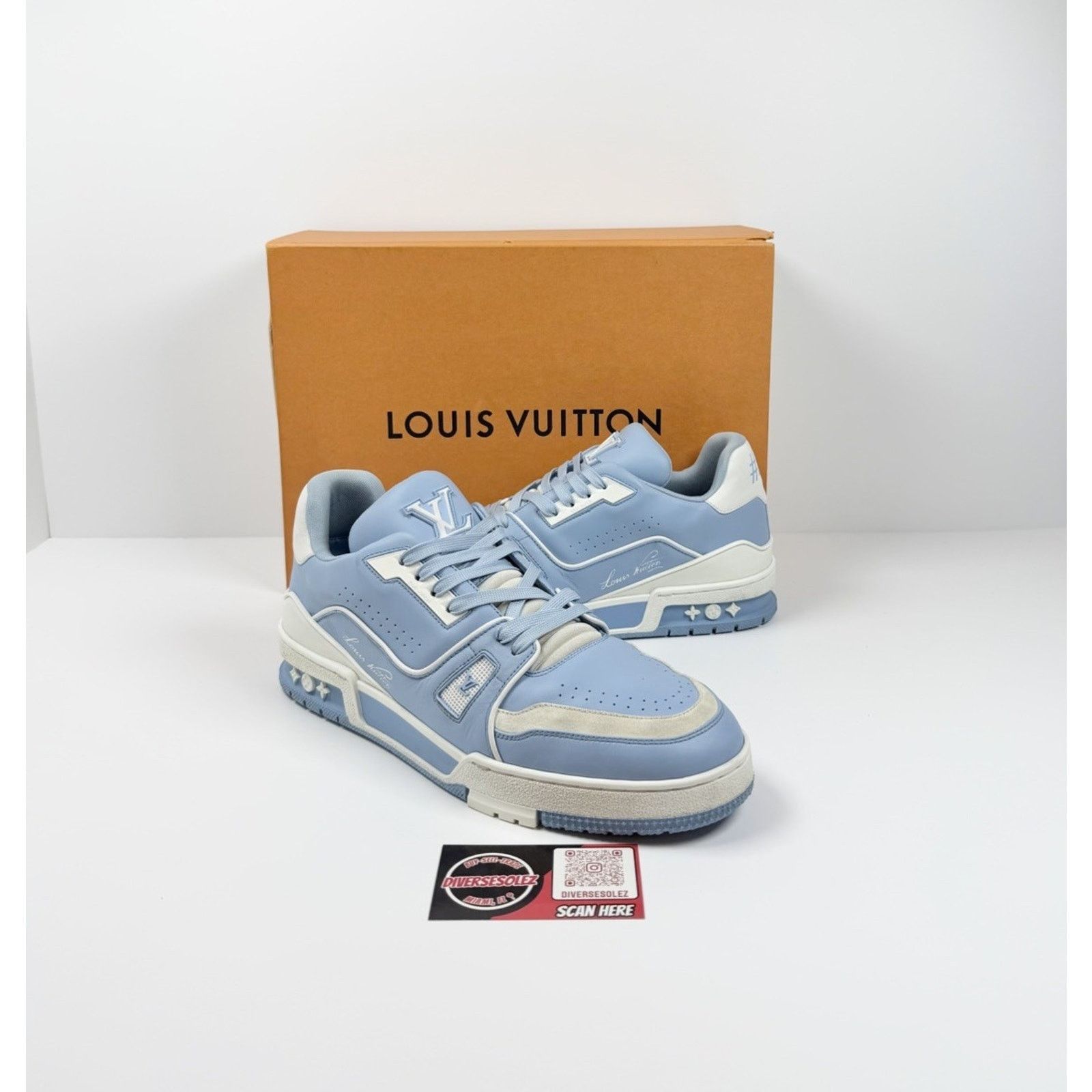 Louis Vuitton Size 9LV/10US - Louis Vuitton Blue Leather Trainers Size US 10 / EU 43 - 1 Thumbnail