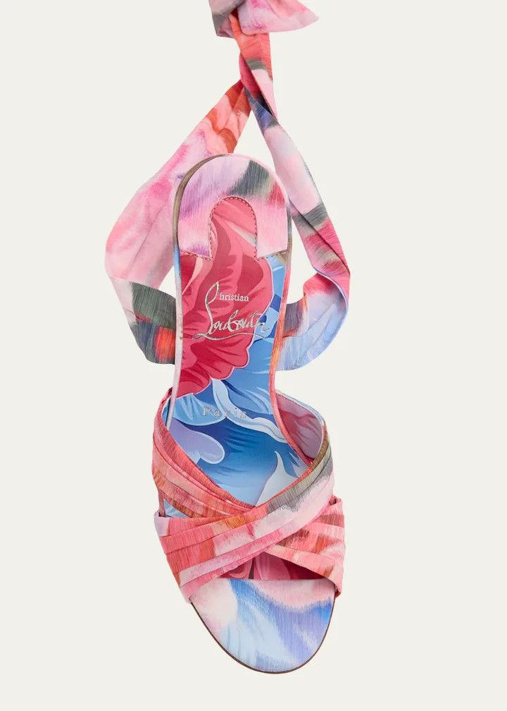 Christian Louboutin os11x0526 Affabula Floral Lace-Up 100mm Sandals Multicolor Size US 11 / IT 41 - 4 Thumbnail