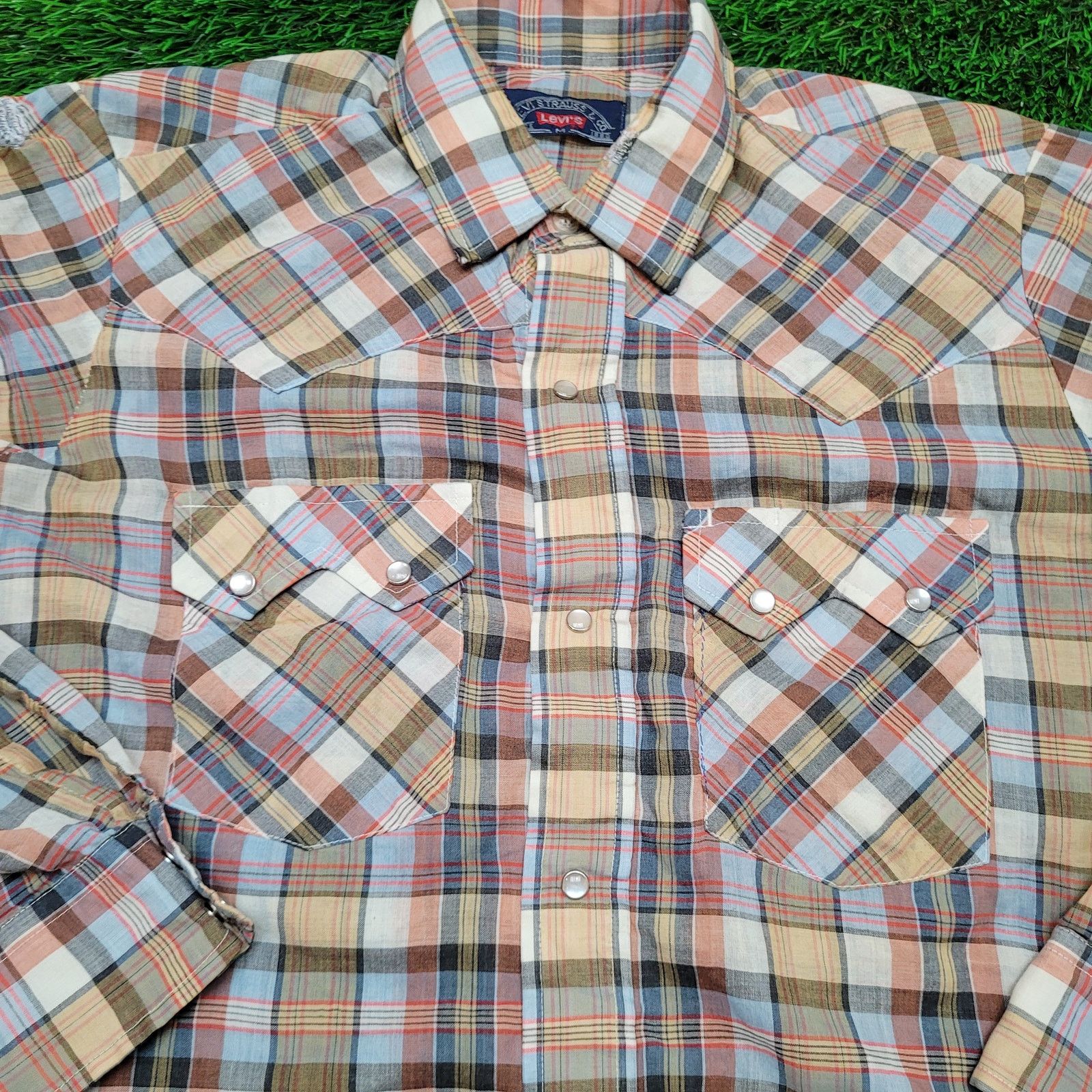 Levi's VTG 70s Levis Western Pearl Snap Shirt M Sawtooh Pockets USA Size US M / EU 48-50 / 2 - 2 Thumbnail