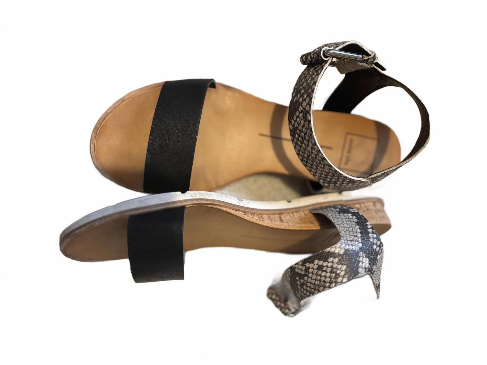 Other Dolce Vita Women's Black and Snake Print Ankle Strap Sandals Size US 7 / IT 37 - 3 Thumbnail