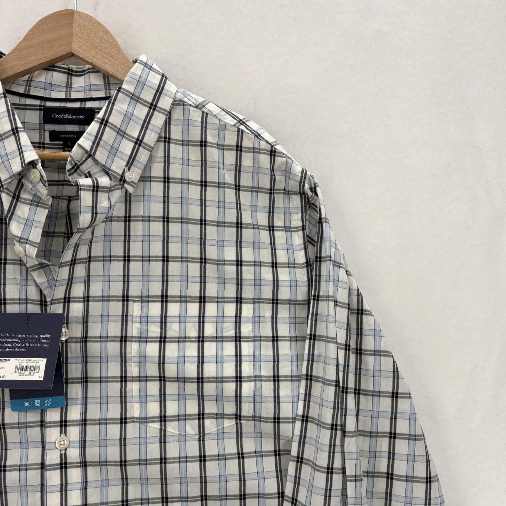 Croft & Barrow Croft & Barrow Shirt Mens Large White Plaid Long Sleeve True Comfort Stretch NWT Size US L / EU 52-54 / 3 - 2 Thumbnail
