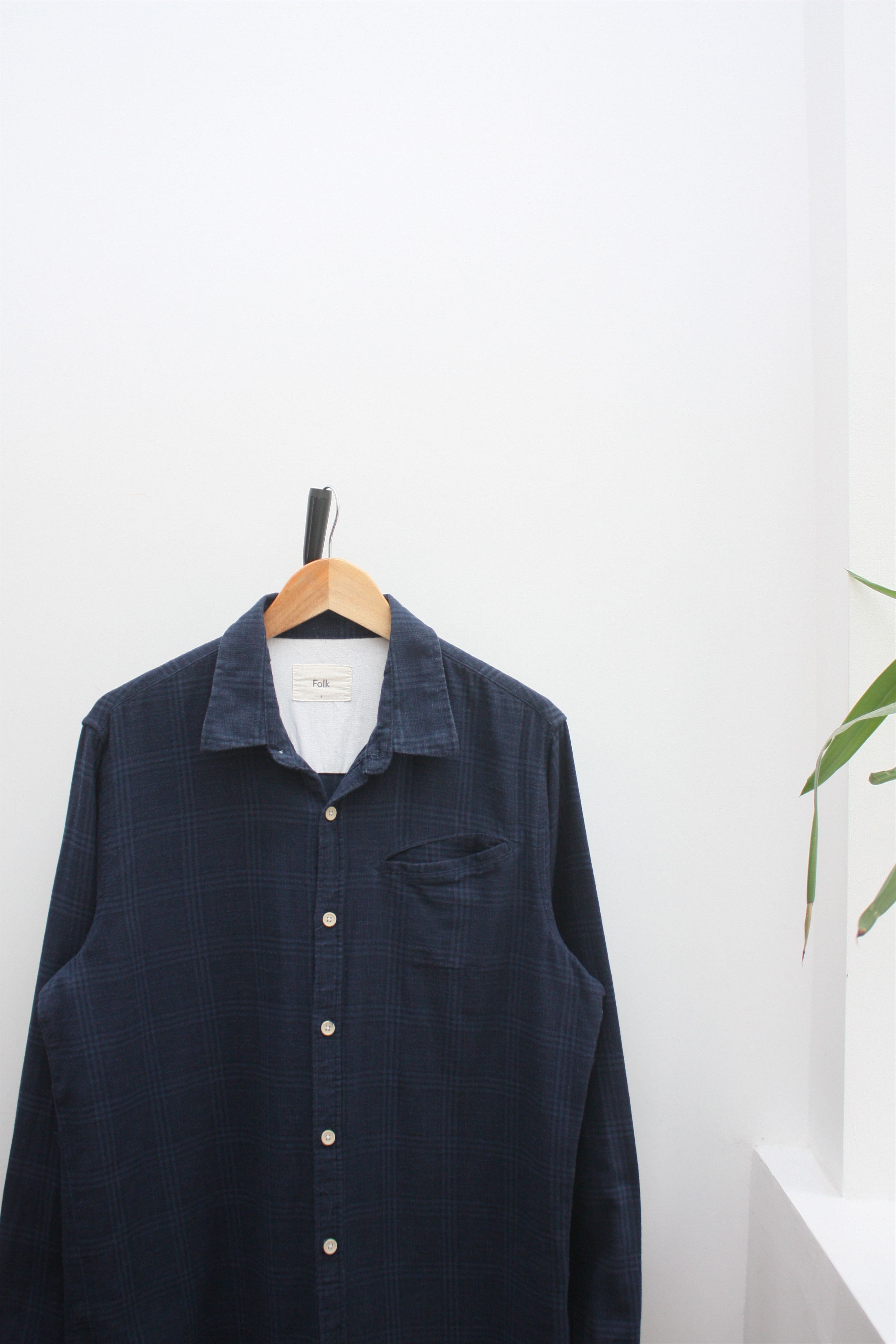 Folk Folk Navy Checkered Cotton Shirt Men's Size US M / EU 48-50 / 2 - 1 Thumbnail