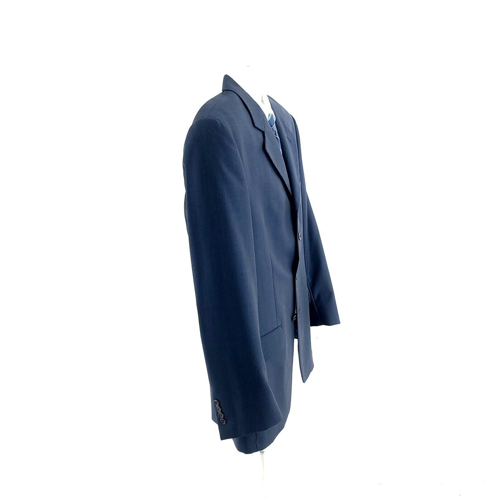 Robert Villini Roberto Villini Italy Zignone Wool 3 Button Sharkskin Blue B Size 42L - 7 Thumbnail