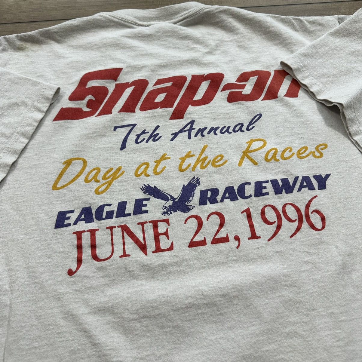 Jerzees Vintage 1996 Snap On Racing Day at the Race Graphic Tee Size US XL / EU 56 / 4 - 8 Thumbnail