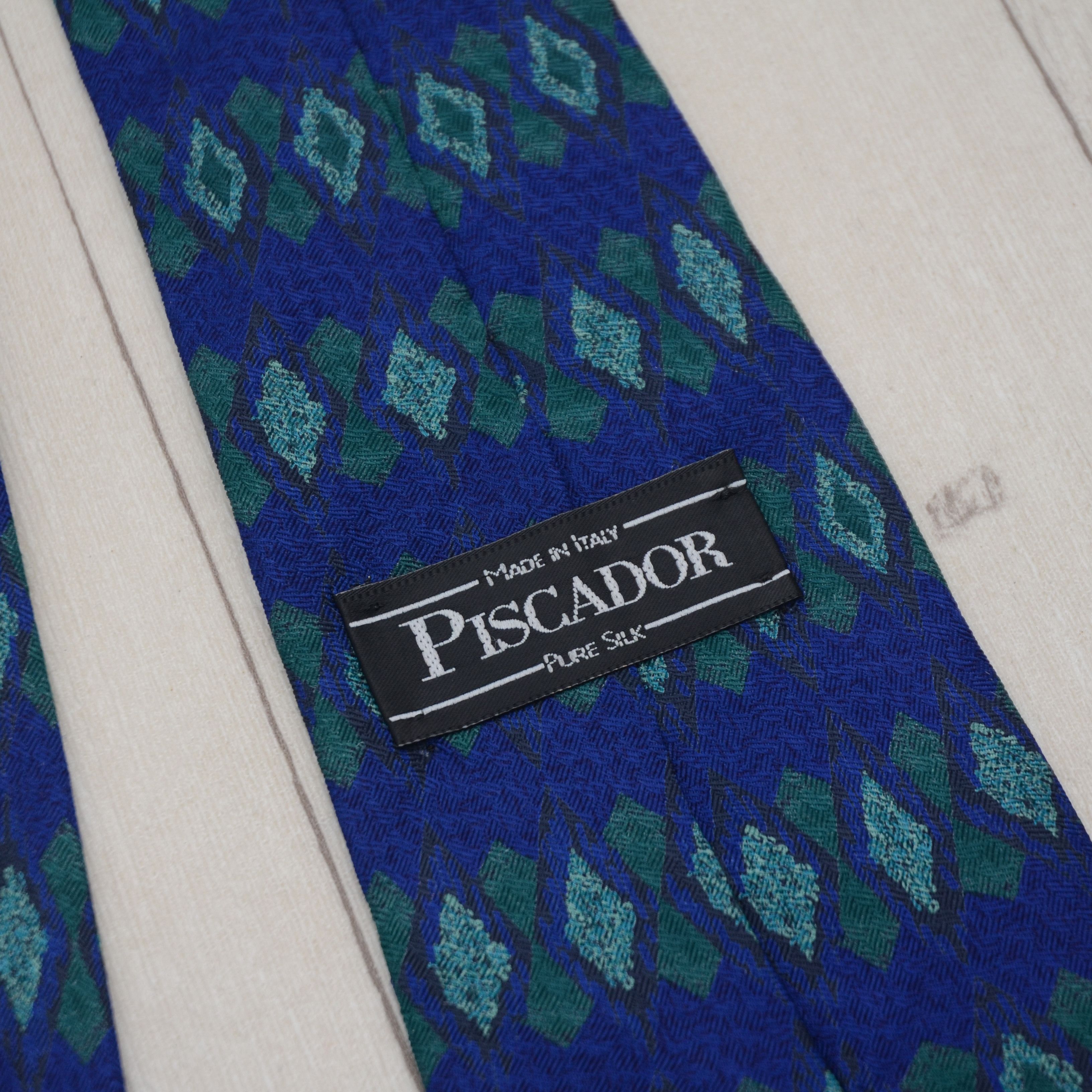 Vintage VINTAGE PISCADOR BLUE Geometric Print 100% SILK TIE Size ONE SIZE - 10 Thumbnail