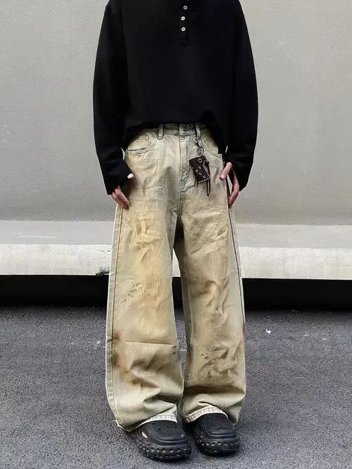 VIBE Vintage yellow clay graffiti machete baggy jeans Size US 30 / EU 46 - 8 Thumbnail