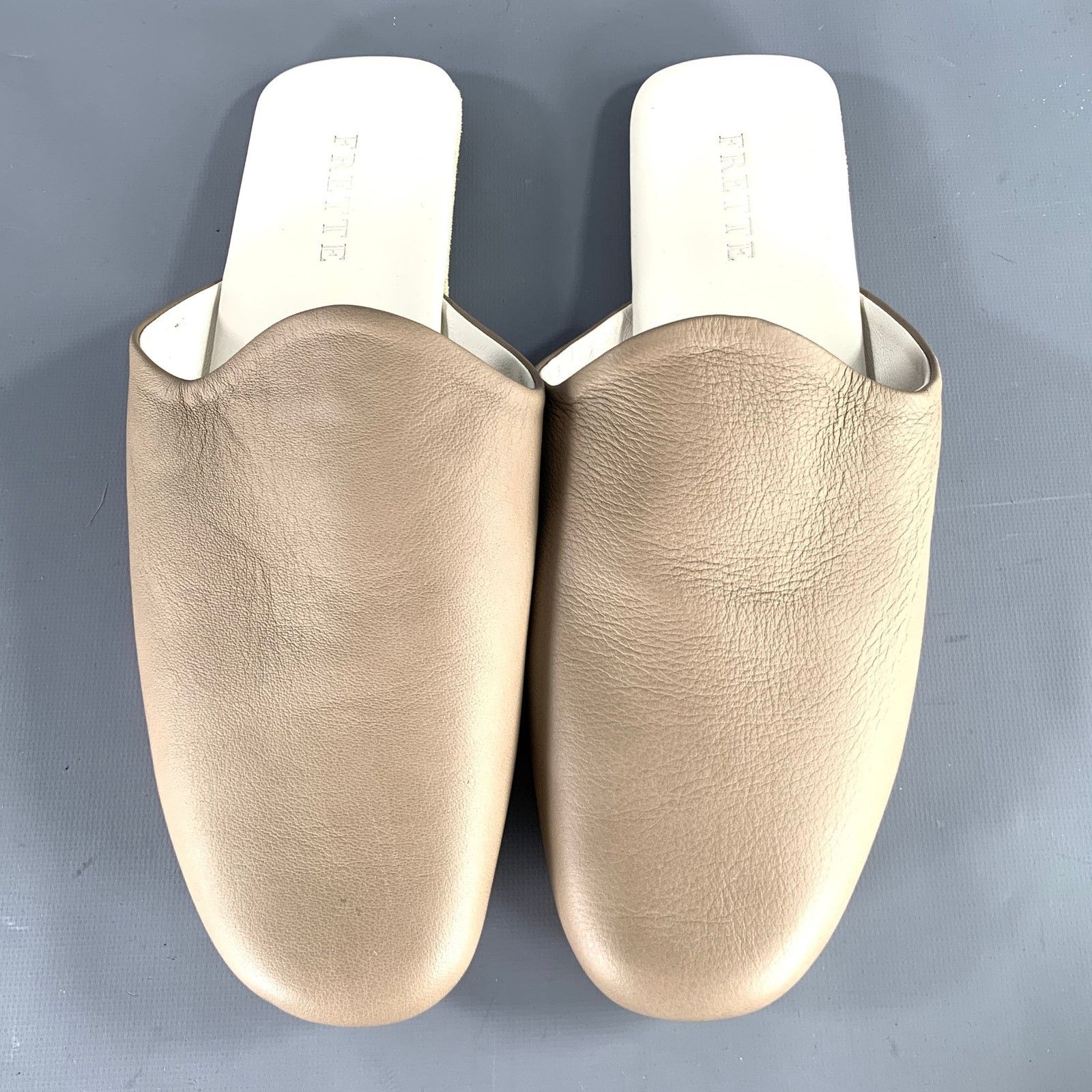Other FRETTE Size 9 Grey Taupe Leather Slippers Loafers Size US 9 / EU 42 - 4 Thumbnail