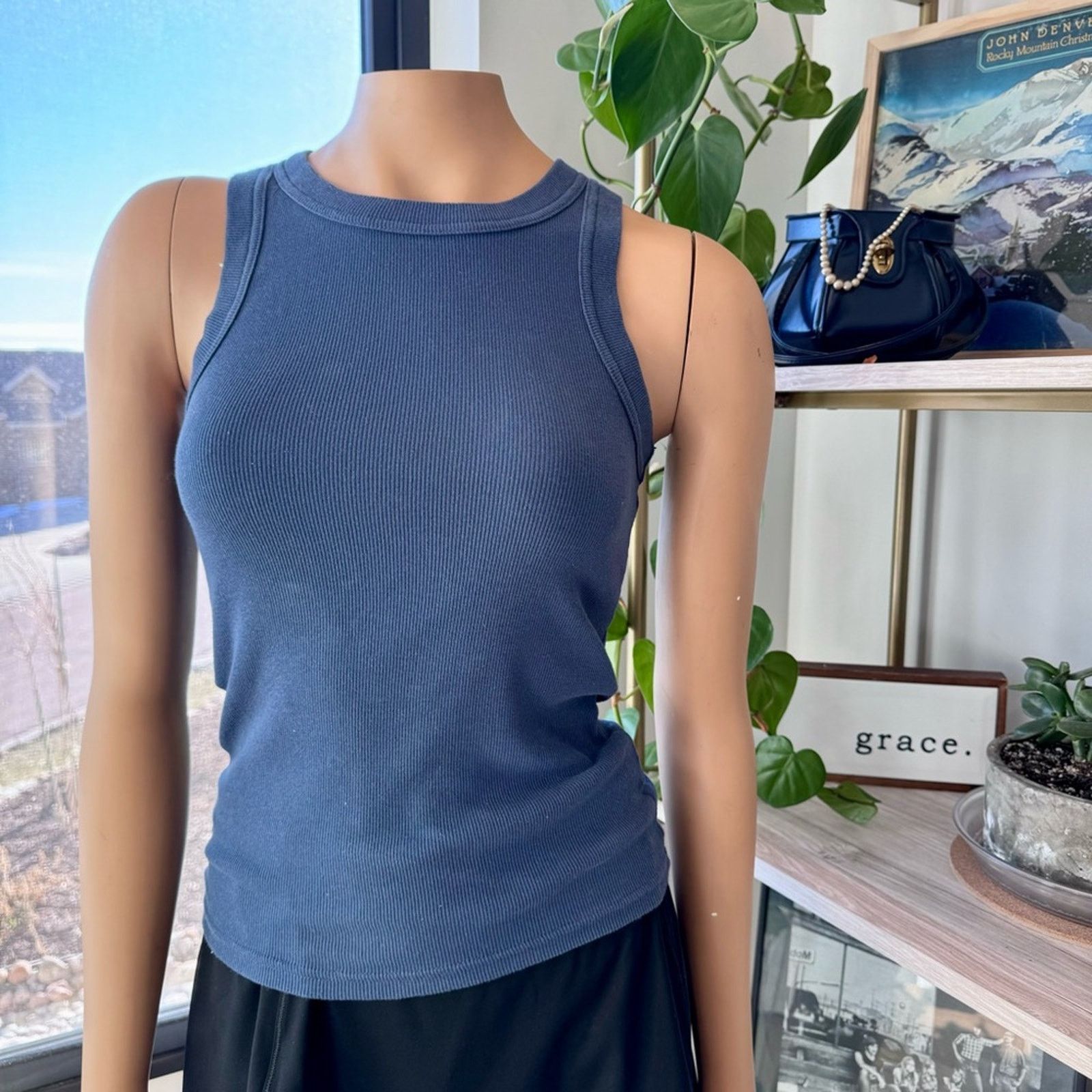 Banana Republic Banana Republic, Fitted & Ribbed Stone Blue Tank Top, XS Size XS / US 0-2 / IT 36-38 - 1 Thumbnail