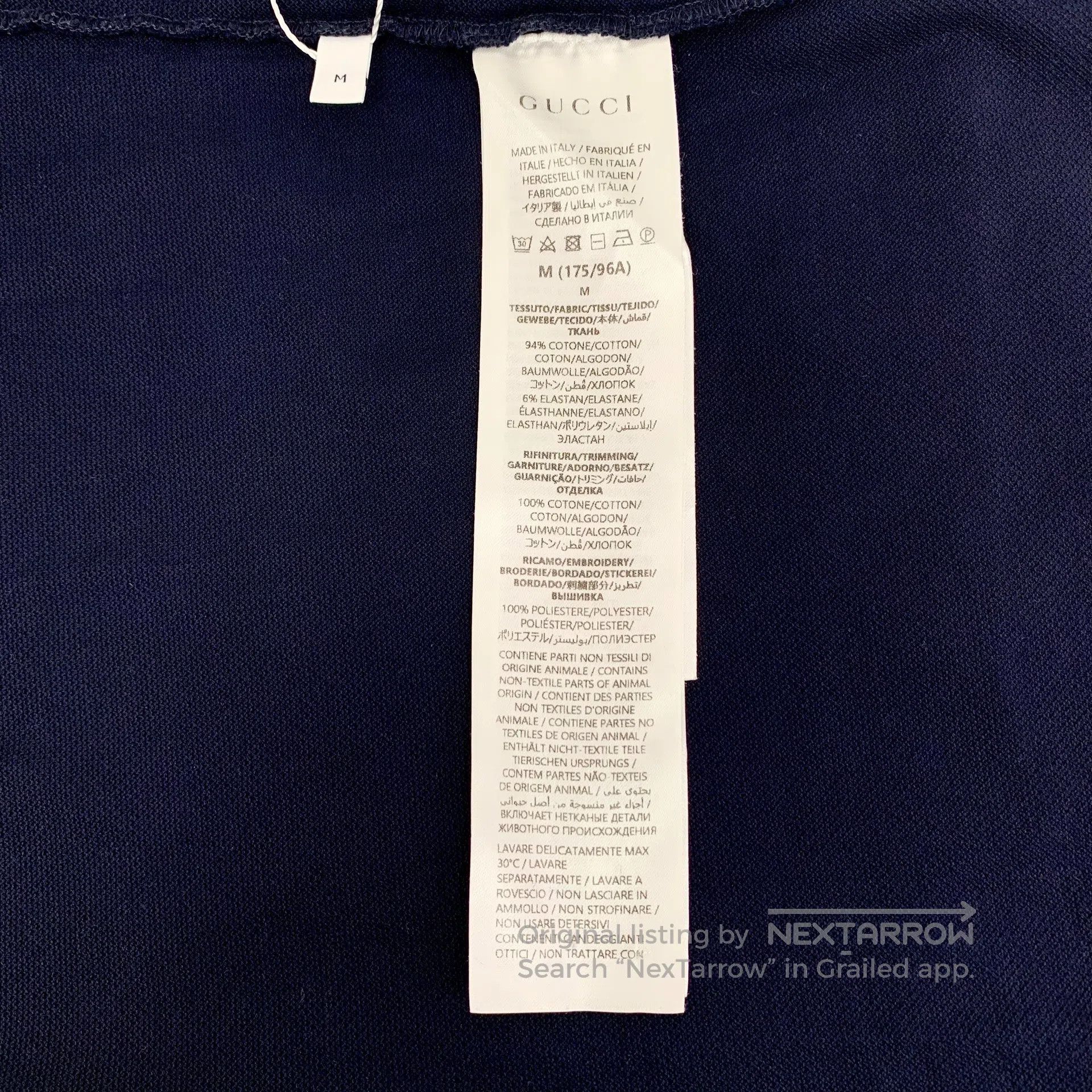Gucci Guicci Navy Blue Logo Embroidered Cotton Collar Short Slee Size US M / EU 48-50 / 2 - 7 Thumbnail