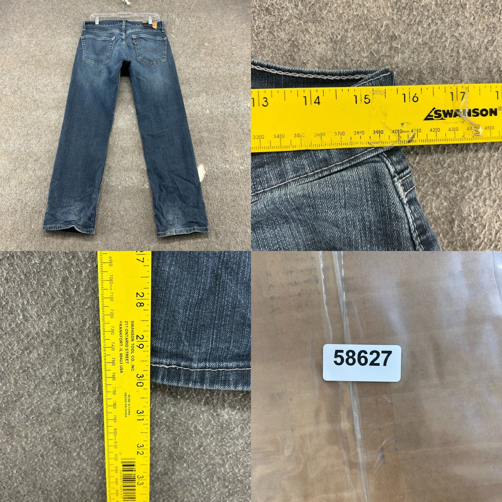 Levi's Levis 505 Jeans Mens 30x30 Blue Regular Fit Straight Leg Dark Wash Stretch Flex Size US 30 / EU 46 - 8 Thumbnail