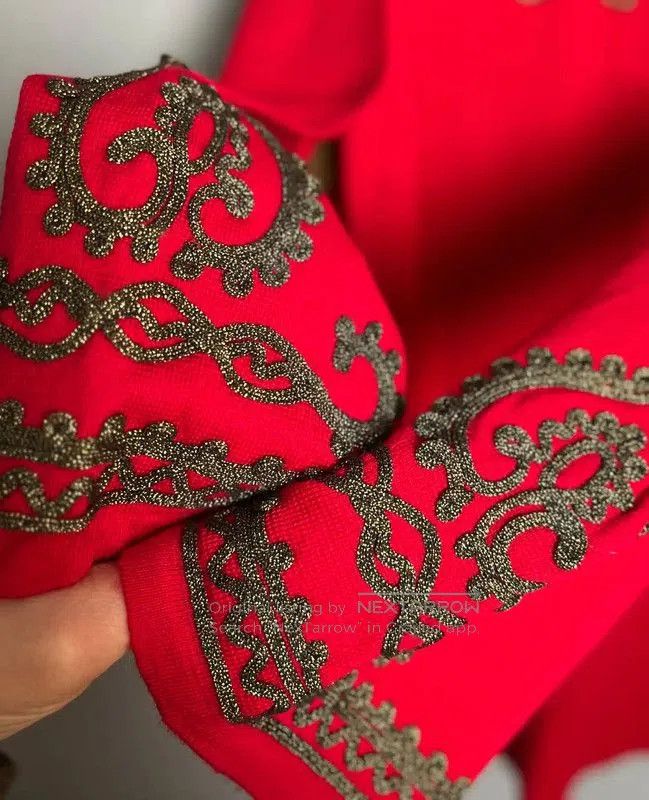 Yves Saint Laurent YSL Red Wool Dress with Embellishments . Size XXS / US 00 / IT 34 - 5 Thumbnail