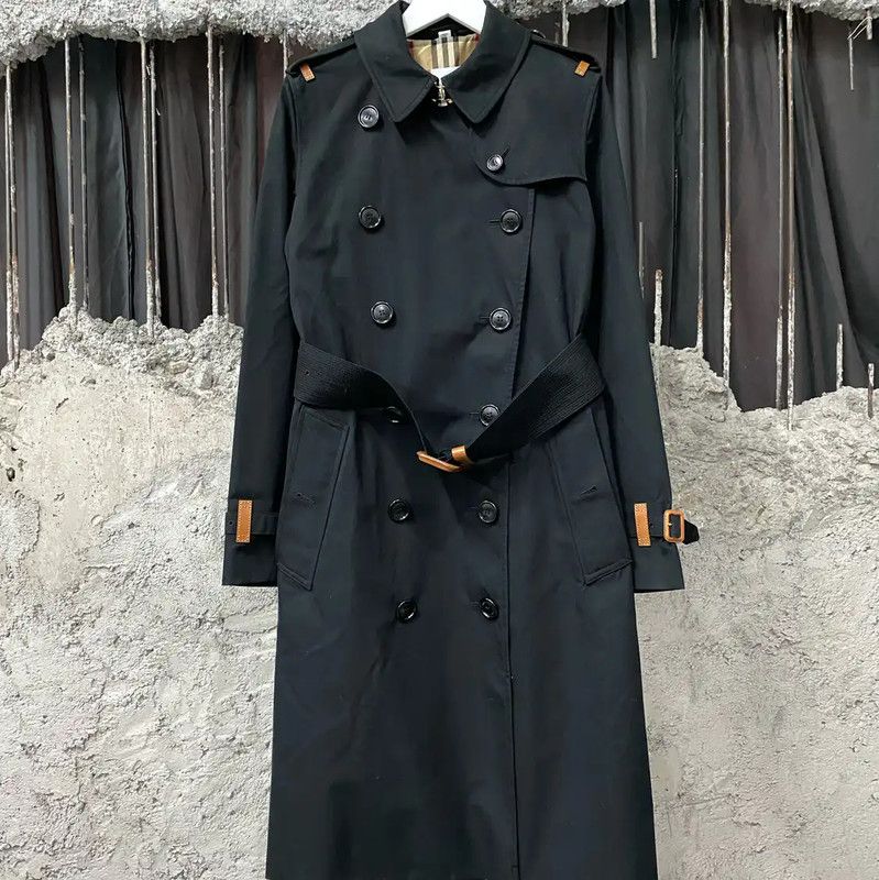 Burberry Burberry Black Long Women's Trench Coat Size ONE SIZE - 1 Thumbnail