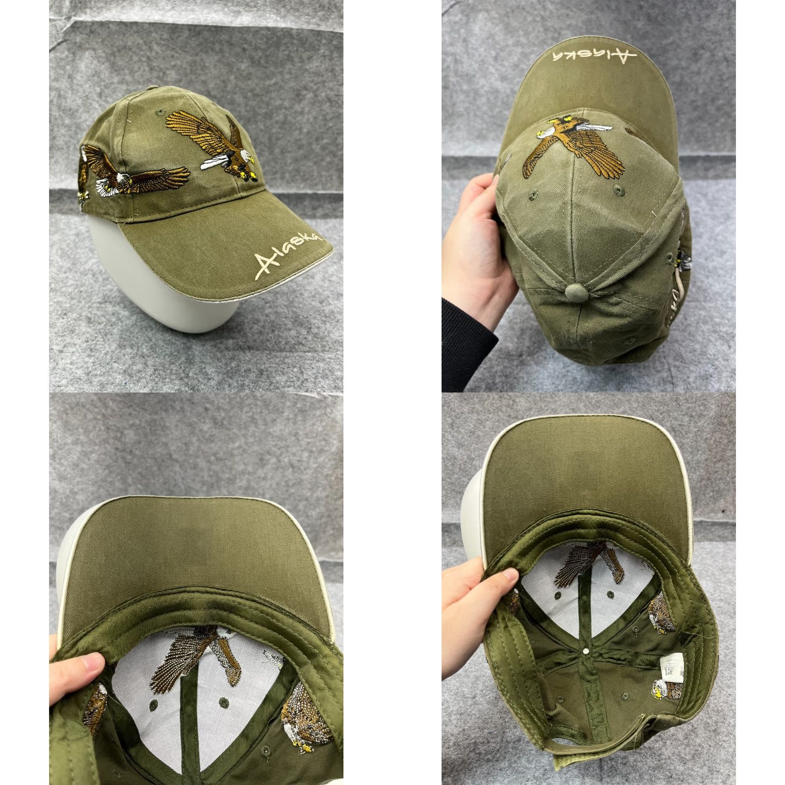 Vintage Eagles Alaska Hat Cap Strap Back Adult One Size Green Embroidered Polyester Twill Baseball Cap Men Outdoor Eagles Alaska Size ONE SIZE - 8 Thumbnail