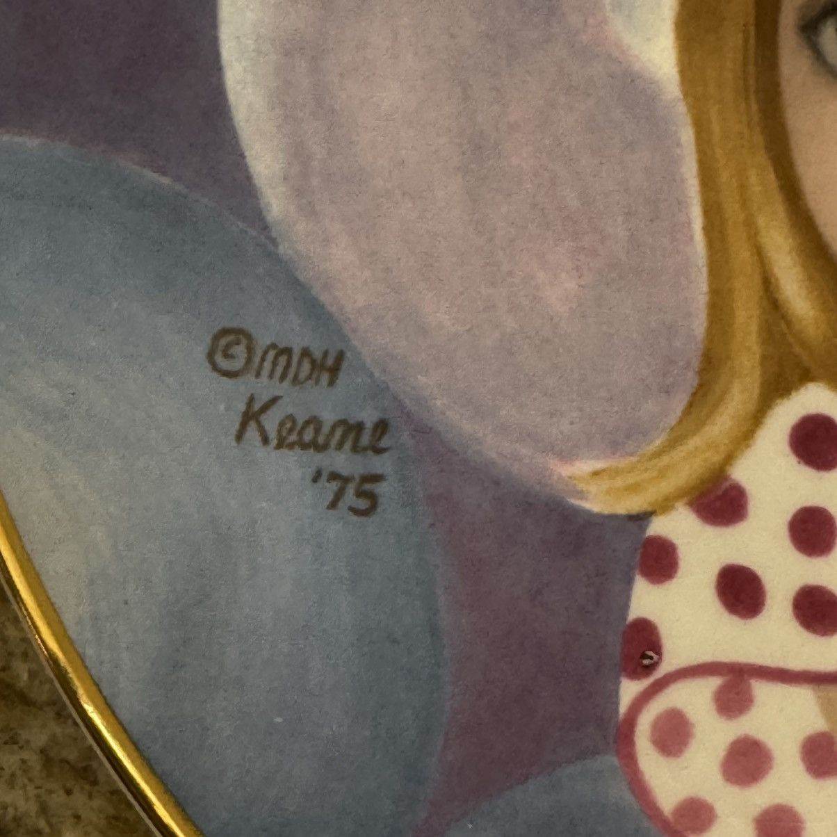 Vintage Margaret Keane "The Balloon Girl" Big Eyes 1976 8” Plate Size ONE SIZE - 3 Thumbnail