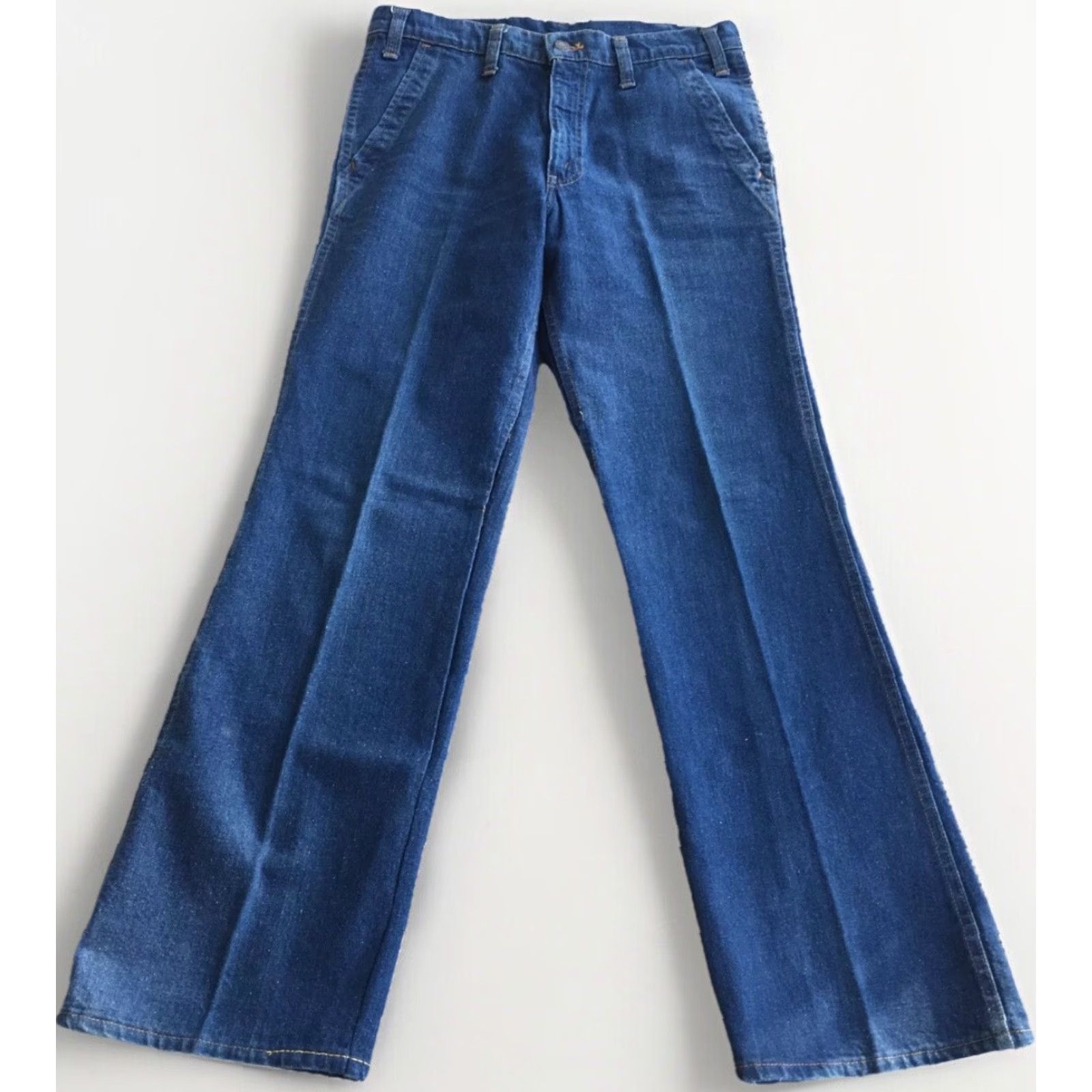 Denime Vintage Levis Selvedge Denim Jeans Talon 42 Zipper Sz 32 31.5 Waist Hippy Denim Blue 1970s Mens Womens Jeans Size US 30 / EU 46 - 2 Thumbnail