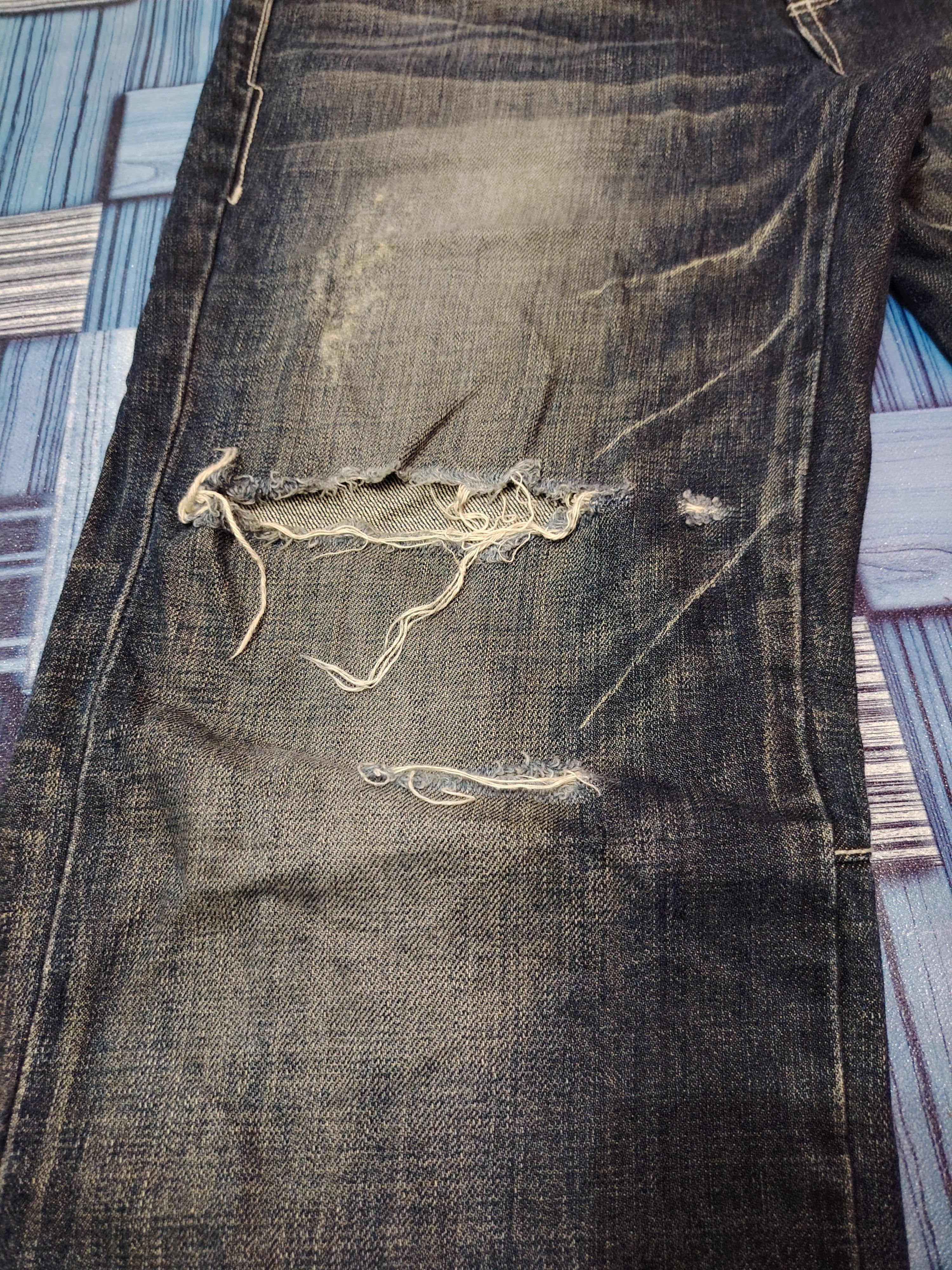 Japanese Brand Distressed denim osaka big train flared jeans Size US 31 - 6 Thumbnail