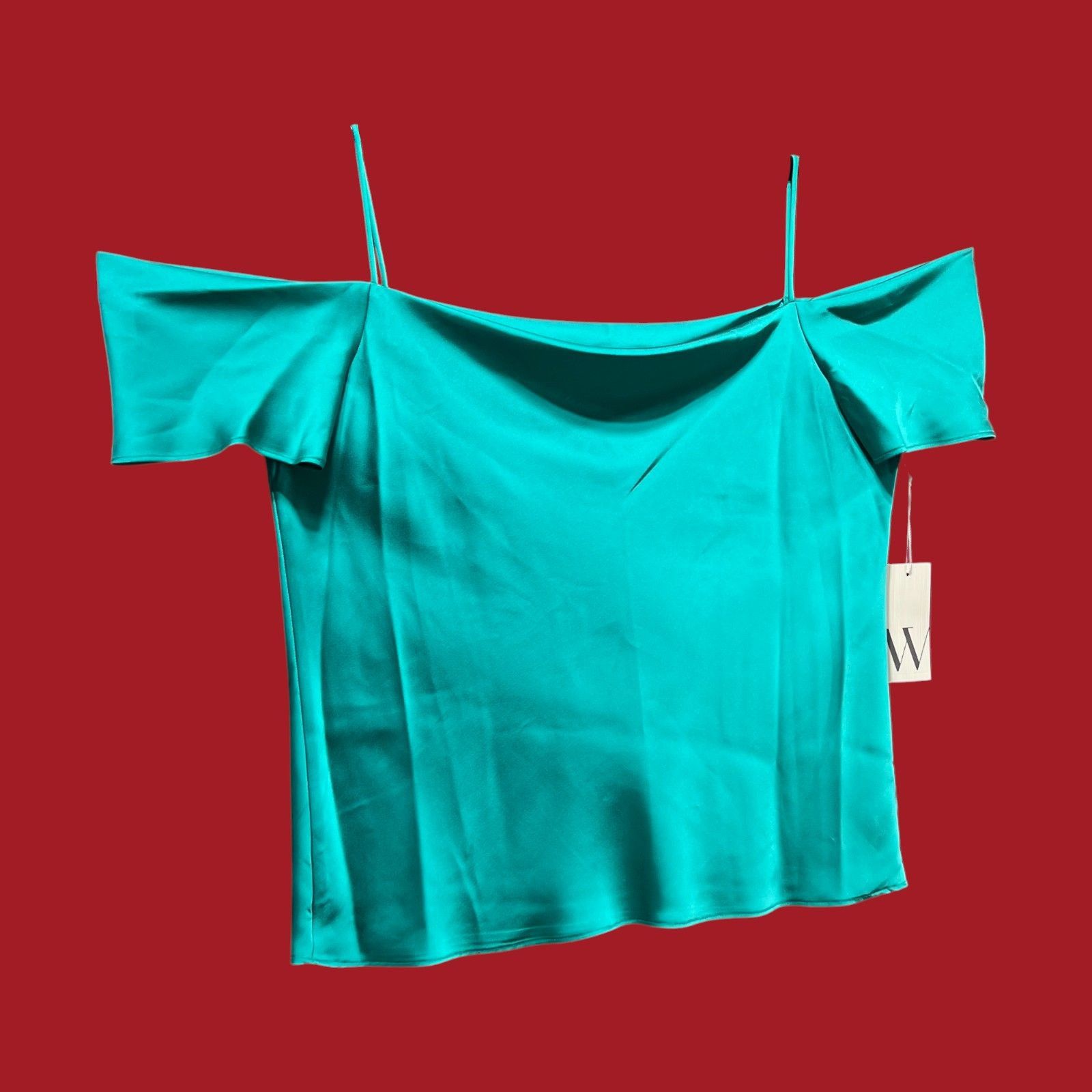 Worthington Worthington - Women's Square Neck Short Sleeve - Satin Blous Size XL / US 12-14 / IT 48-50 - 14 Thumbnail