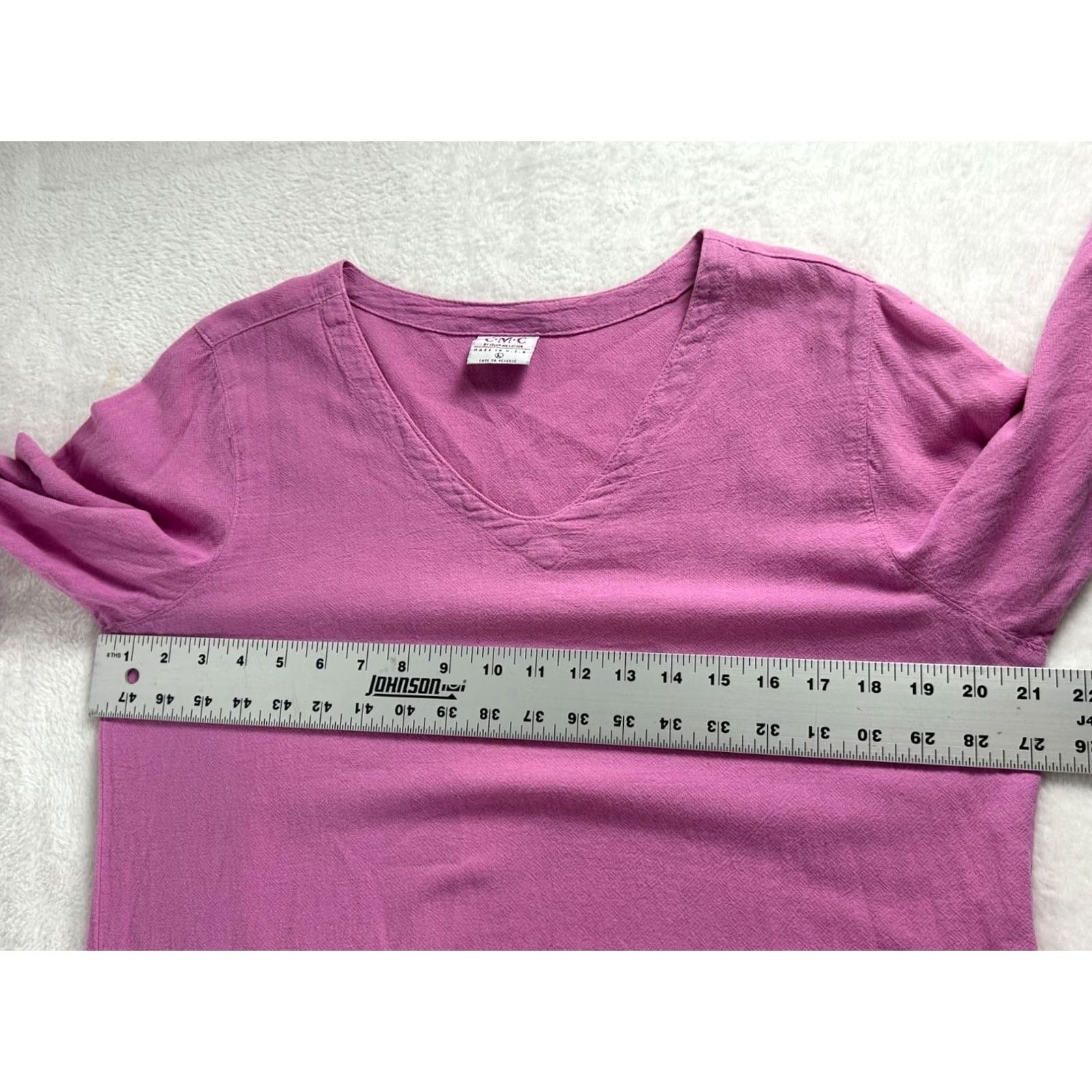 Pinko C.M.C Color Me Cotton Womens Pink V-Neck 3/4 Sleeve Lightweight Top Large USA Size L / US 10 / IT 46 - 6 Thumbnail
