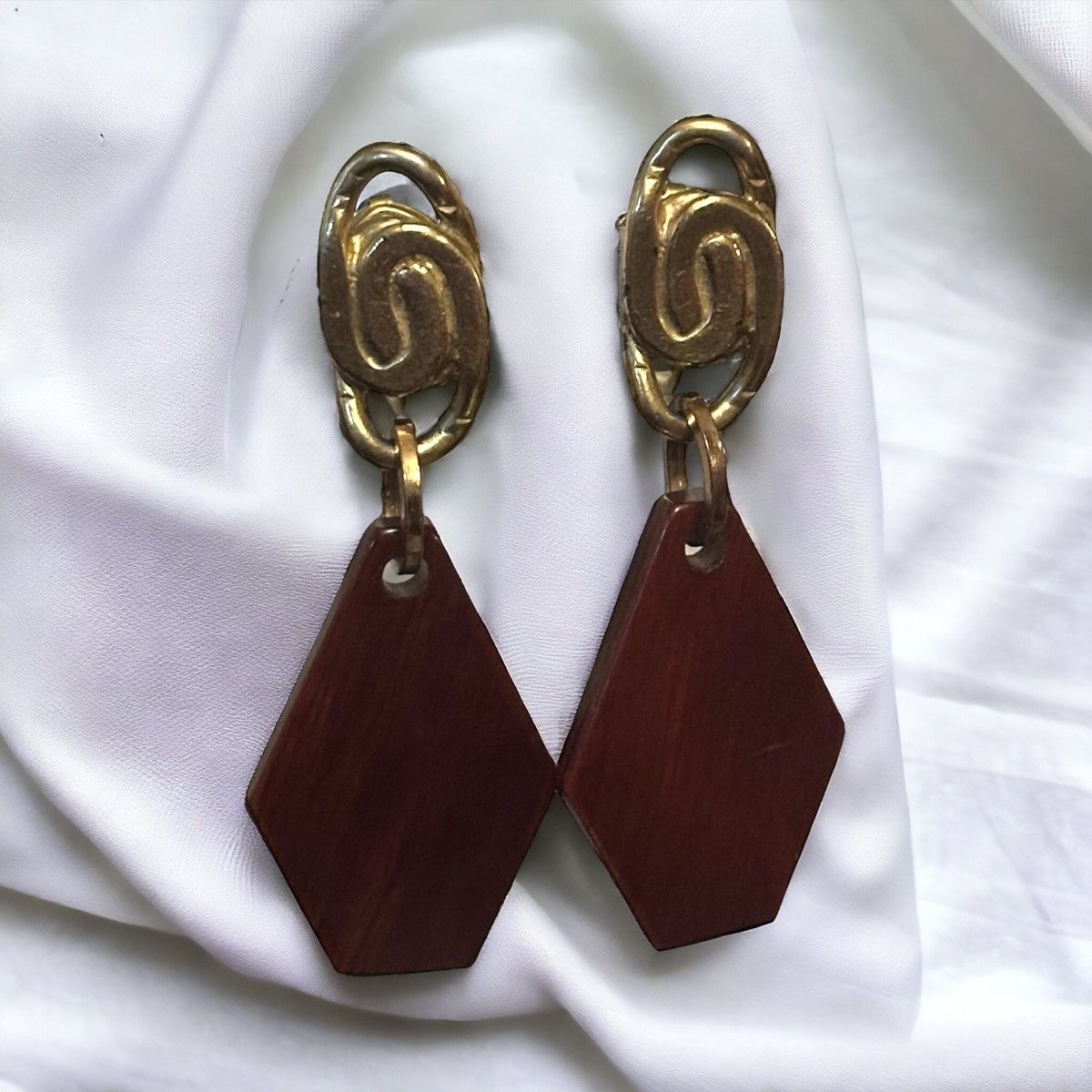 Vintage Vintage Castlecliff wooden clip on dangle earrings Size ONE SIZE - 1 Thumbnail