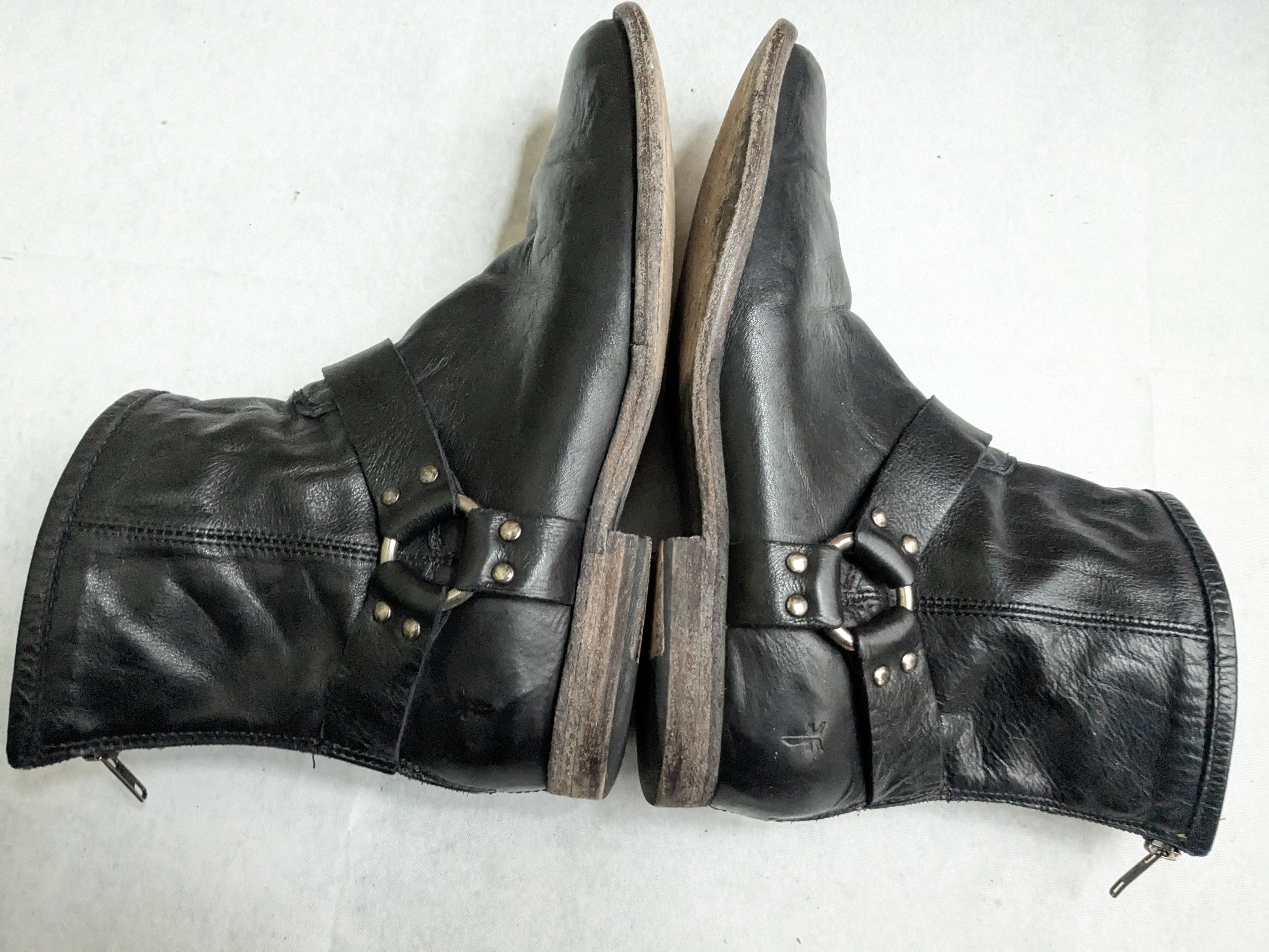 Frye Frye Harness Boots Black 10.5 D Back Zip Straps Size US 10.5 / EU 43-44 - 11 Thumbnail