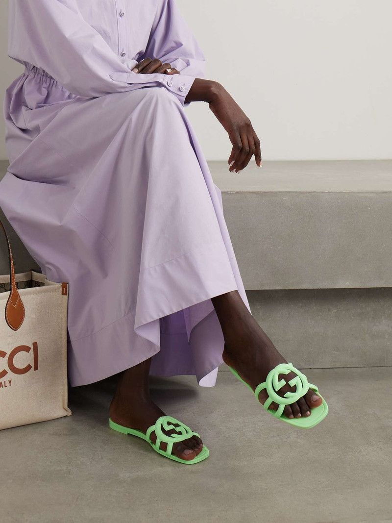 Gucci oc11z0526 Women's Interlocking G Slides Slippers in Mint Size US 5 / IT 35 - 2 Thumbnail