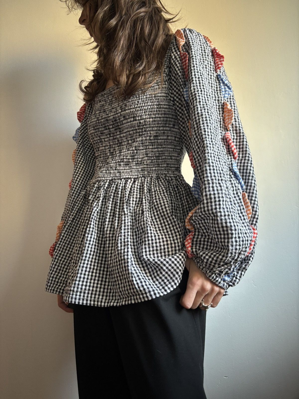 Japanese Brand × Vintage Stella Nova Patchwork Scandinavian Shirt Copenhagen Girl Size M / US 6-8 / IT 42-44 - 3 Thumbnail