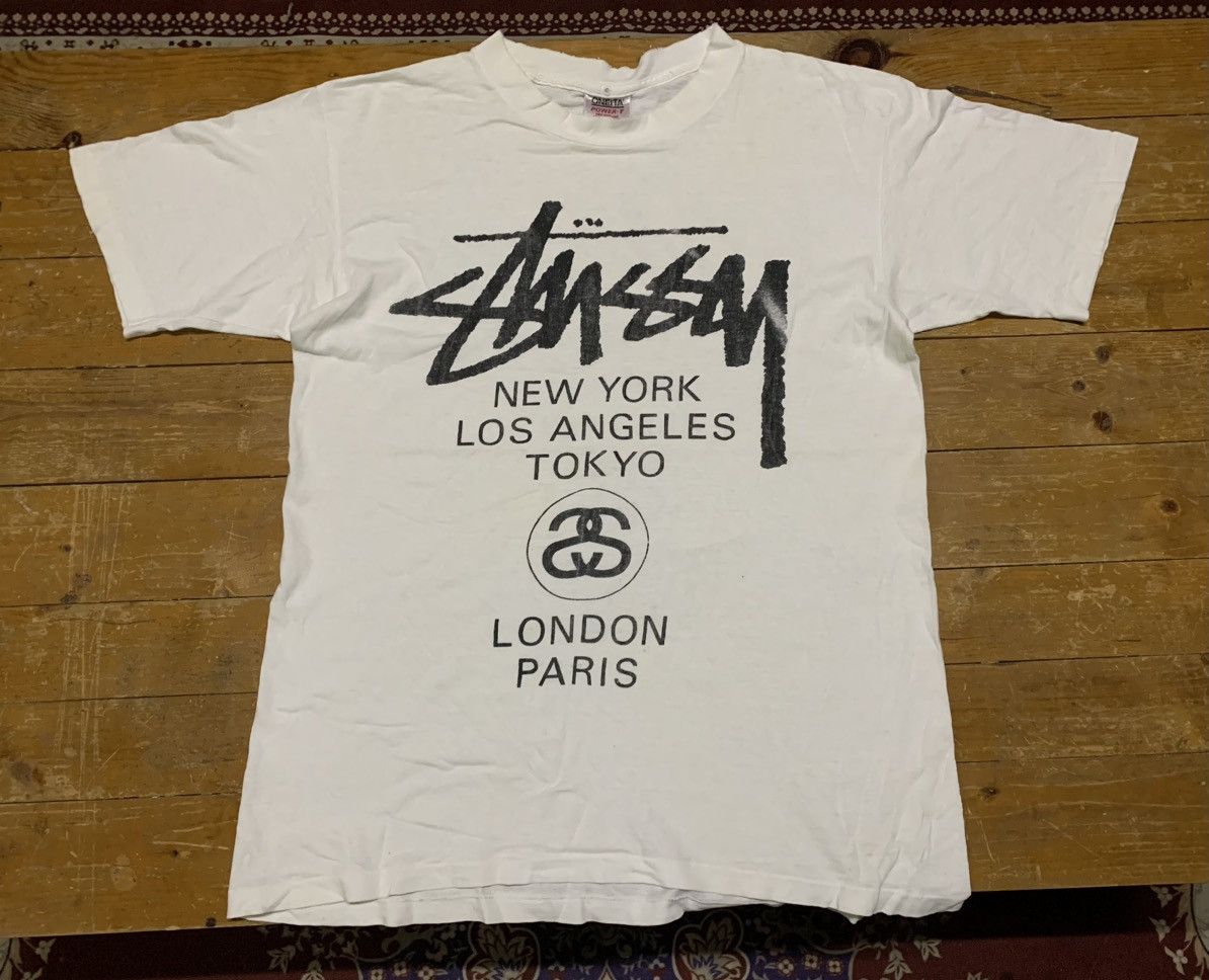 Stussy Vintage 90s Stussy World City Tour Printed Tee Size US M / EU 48-50 / 2 - 1 Thumbnail