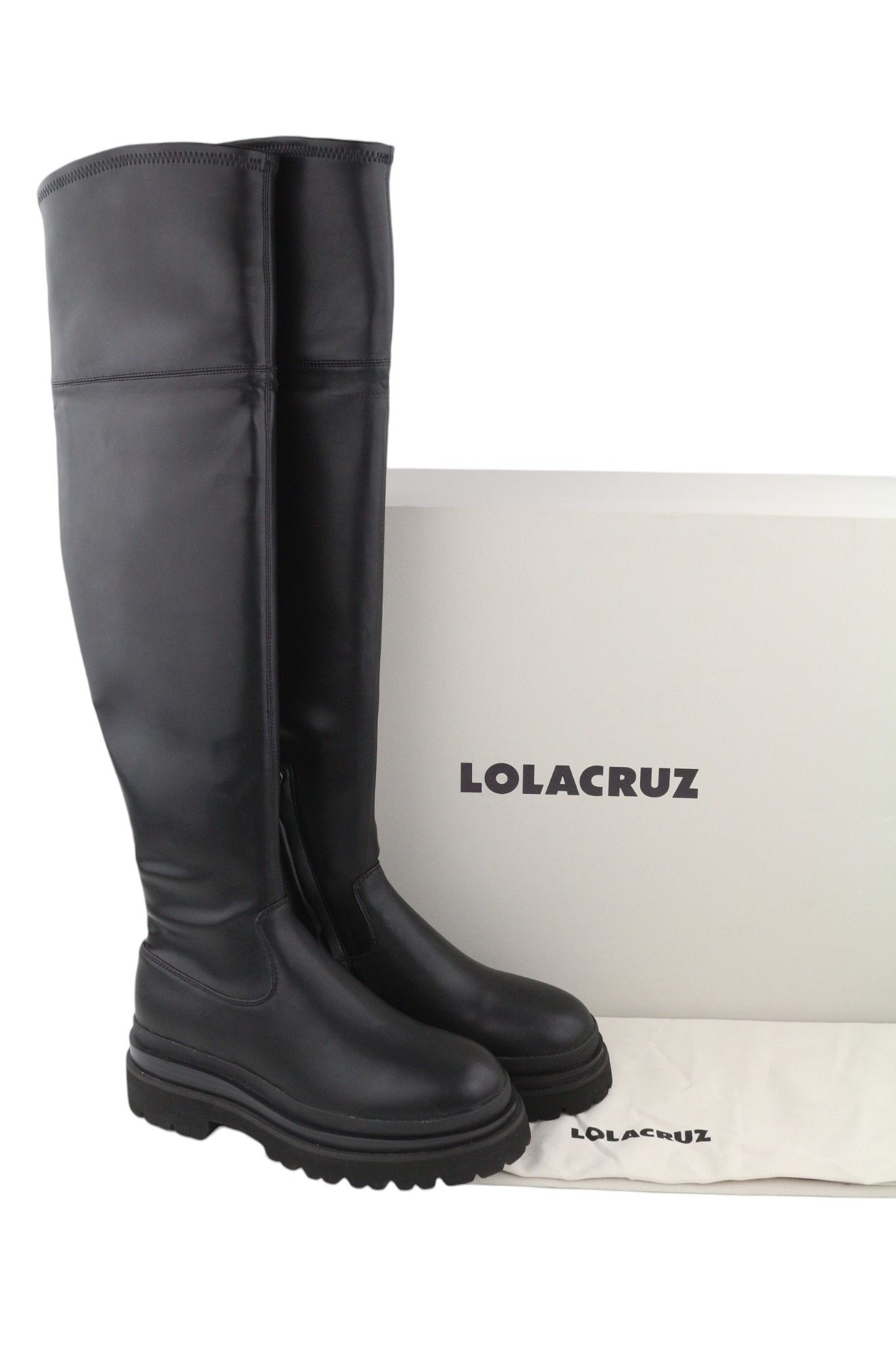 Other LOLA CRUZ AMALIA EU37 Black Leather Chunky Lug Rubber 87540 Size US 6 / IT 36 - 1 Thumbnail