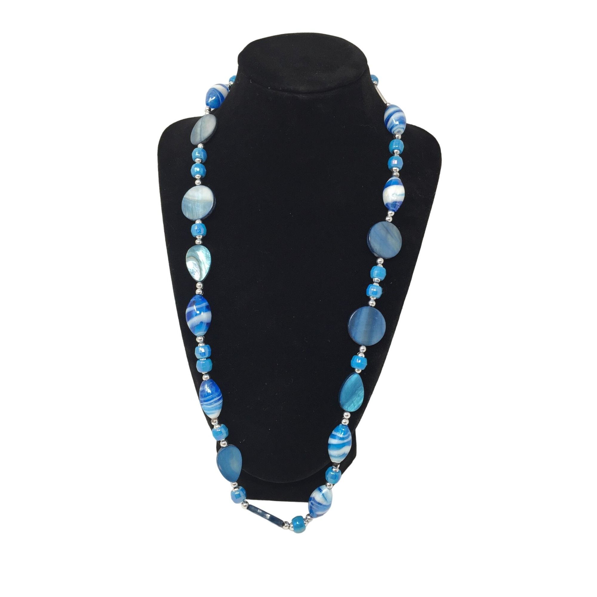 Other Womens Blue Beaded Necklace with Matching Dangly Earrings Size ONE SIZE - 4 Thumbnail