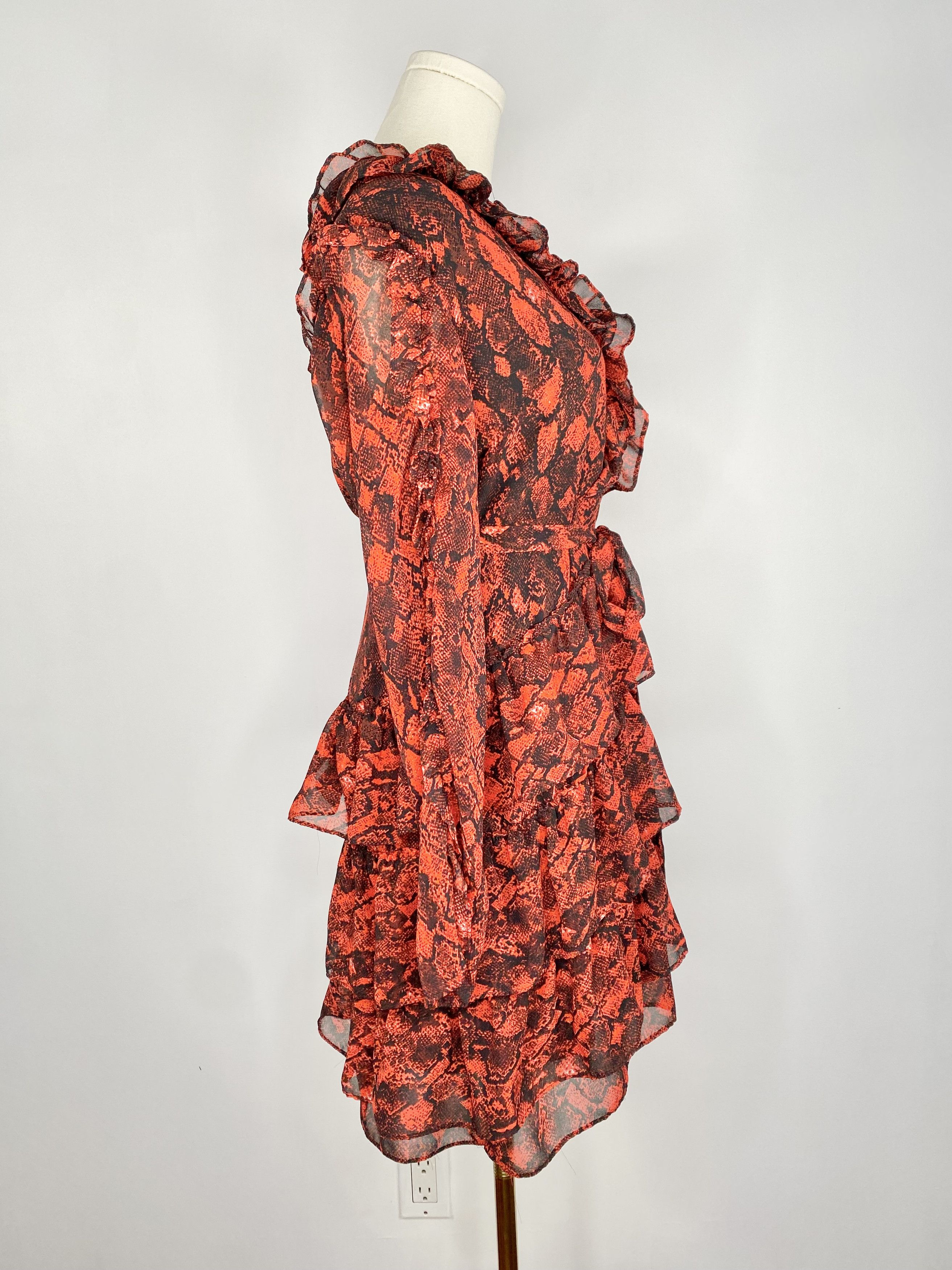 Dolls Kill Buffalo, David Bitton - Red Snake Print Dress Size S / US 4 / IT 40 - 5 Thumbnail