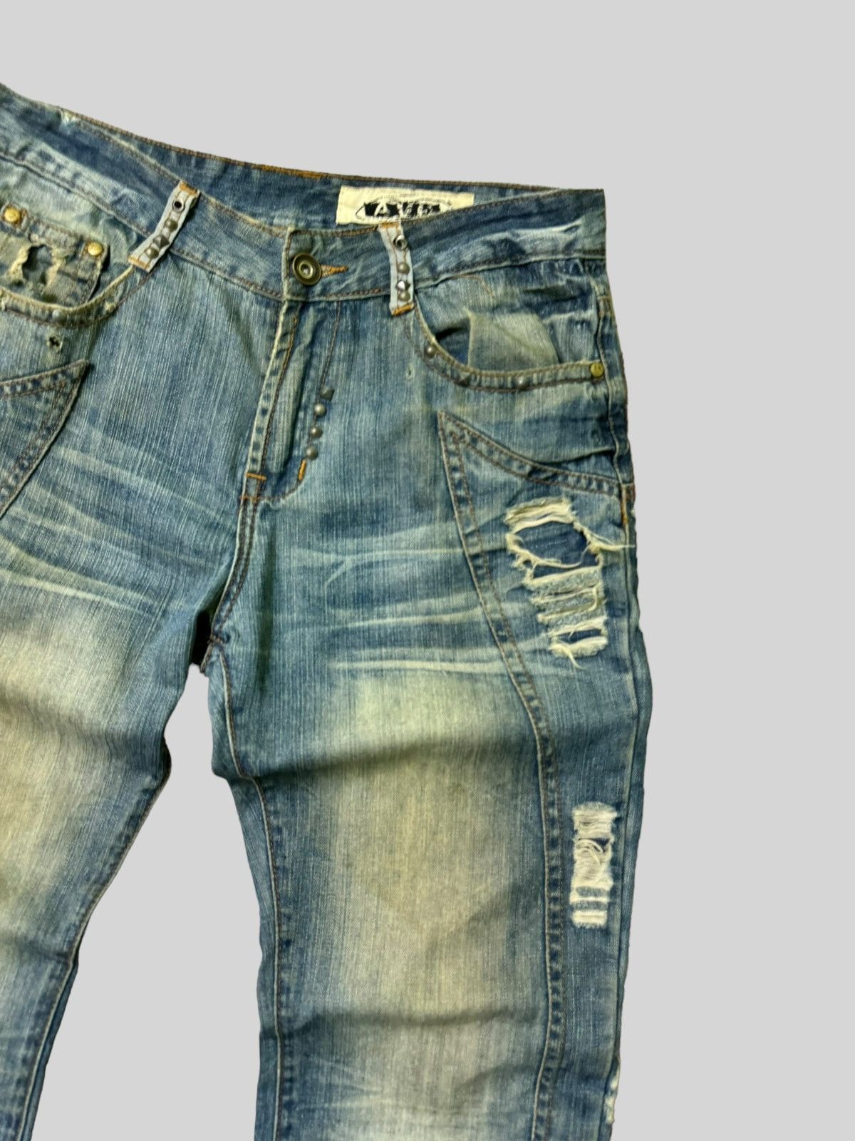 If Six Was Nine Balenciaga Style AVH JEANS Studs Distressed Denim Jeans Size US 32 / EU 48 - 5 Thumbnail