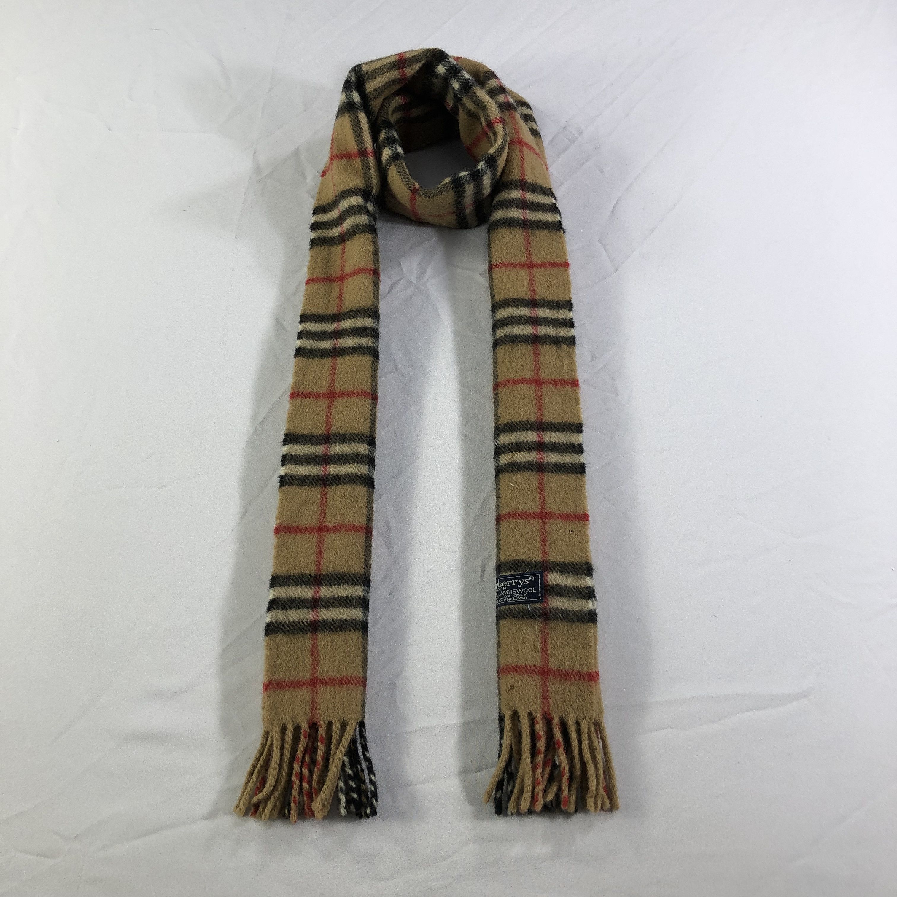 Burberry Burberrys Tan Nova Check Wool Scarf Muffler V1388 Size ONE SIZE - 1 Thumbnail