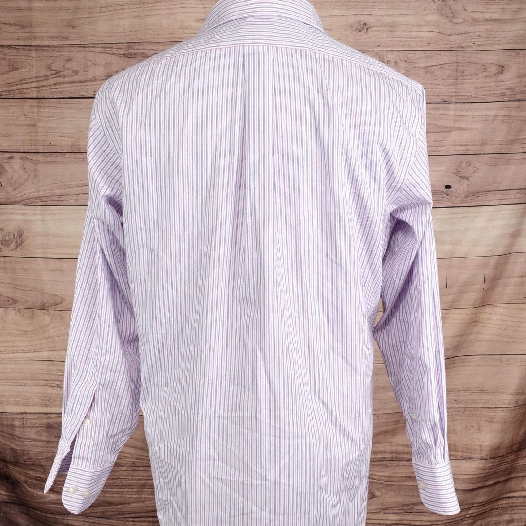 Chaps Chaps Dress Shirt Mens 15.5 32/33 Multicolor Striped Classic Fit Button Collar 100% Cotton Non-Iron Shirt Mens Size 42R - 4 Thumbnail