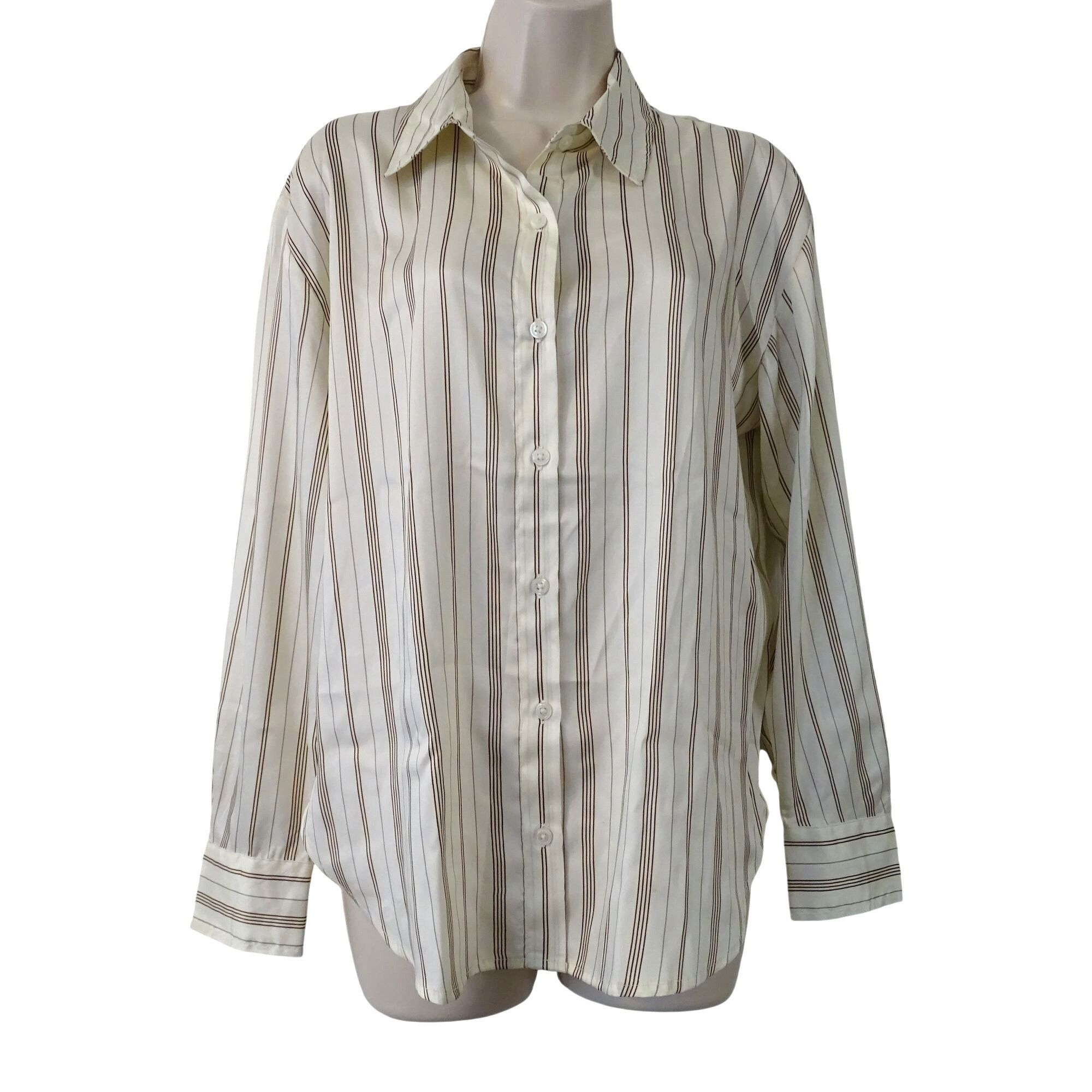 Banana Republic Banana Republic Classic Perfect Silky Shirt Stripe Size M Size M / US 6-8 / IT 42-44 - 2 Thumbnail