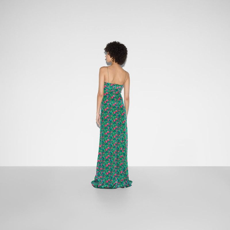 Gucci oc11z1125 Floral Print Silk Evening Dress in Multicolor | Grailed