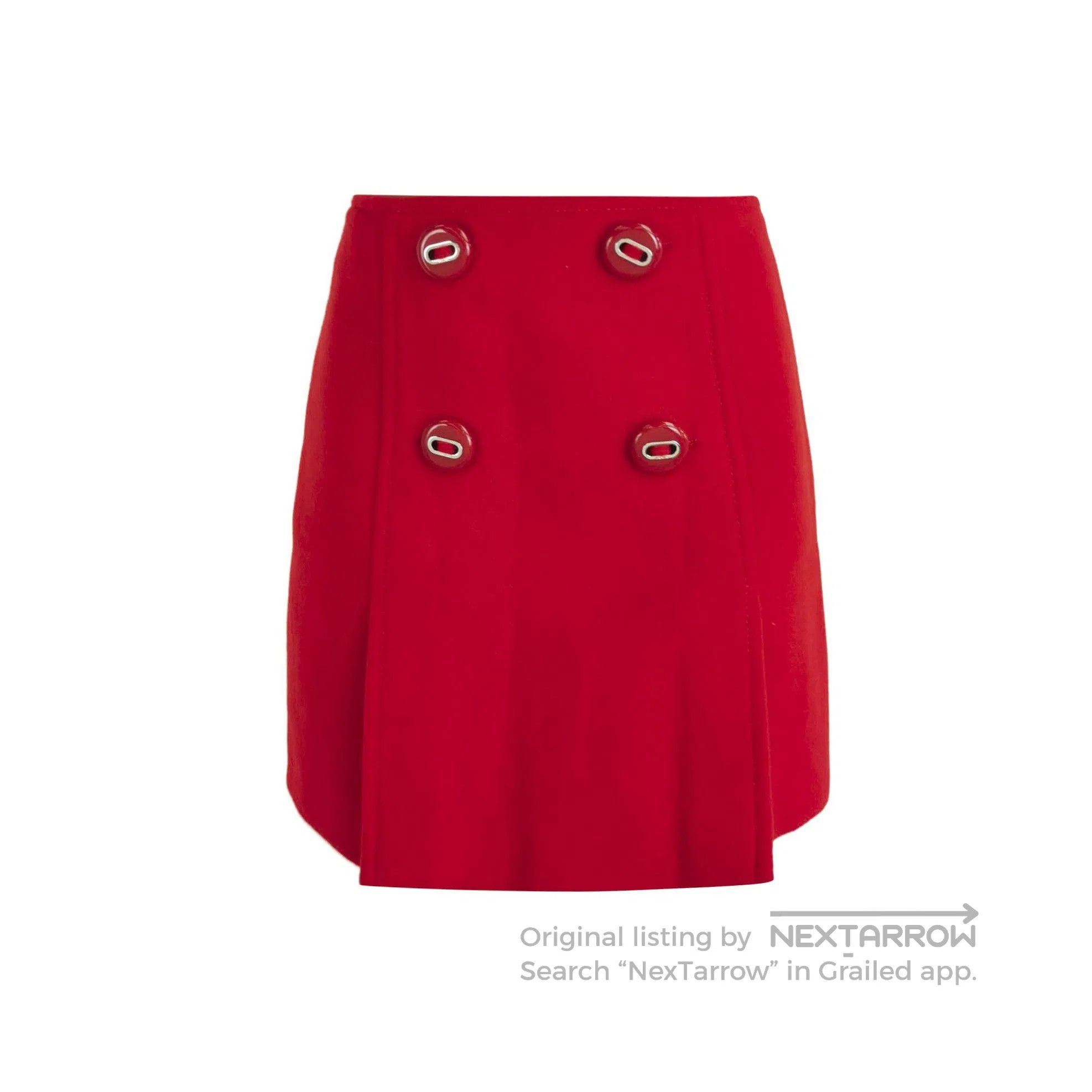 Prada Prada Red Wool Mini Skirt with Detail . Size 37" - 1 Thumbnail