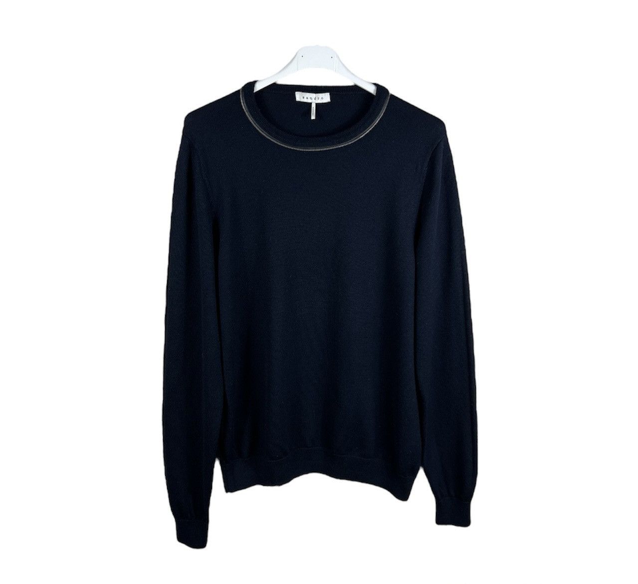 Sandro Archive Sandro Paris merino wool zipper neck sweater navy Size US L / EU 52-54 / 3 - 1 Thumbnail