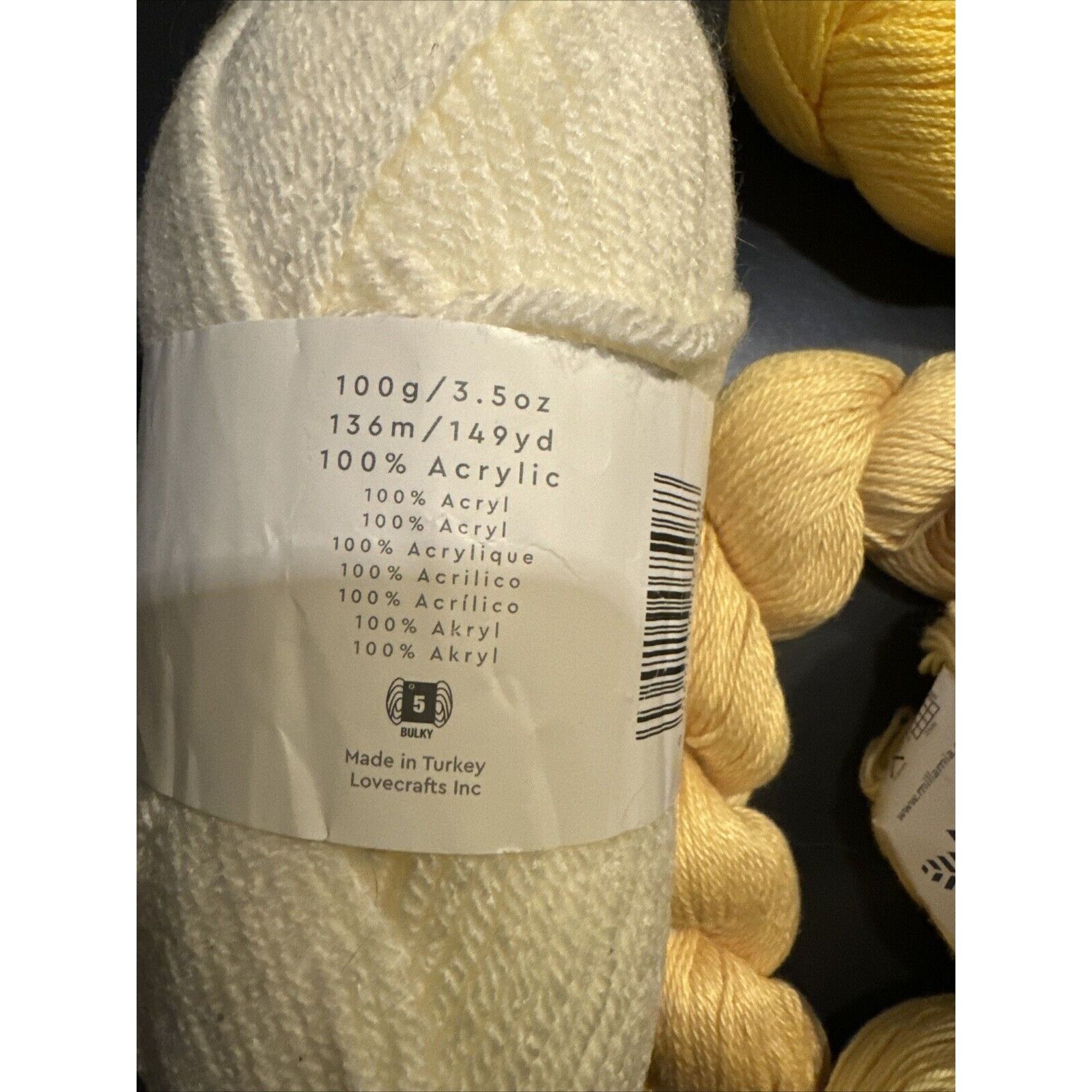 Vintage Lot of 5 Mixed Yellow Yarn Crochet Knitting Craft Yarn New O Size ONE SIZE - 8 Thumbnail